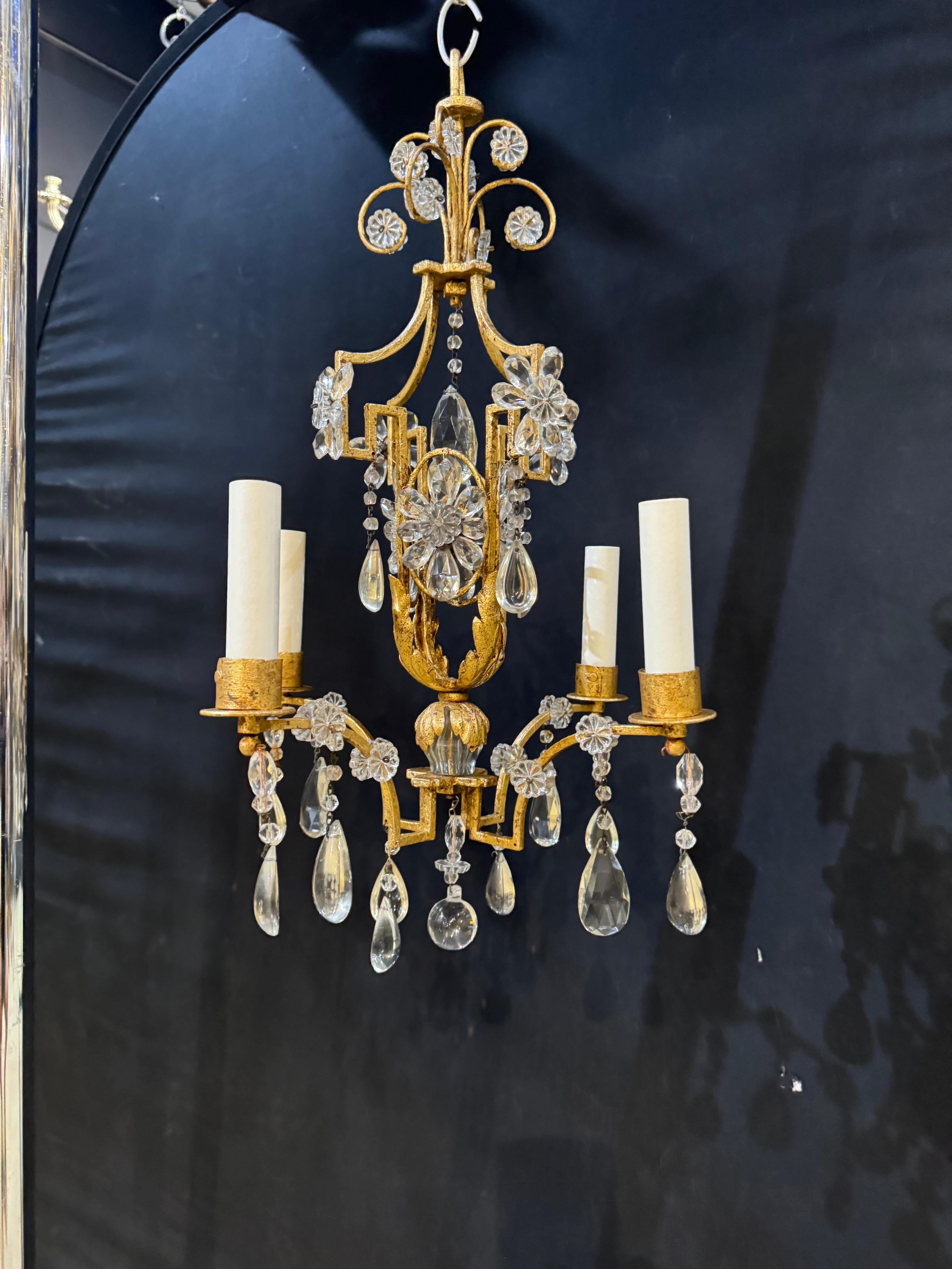 Stile provenzale Piccolo lampadario Eleg degli anni '30 francese Bagues in vendita