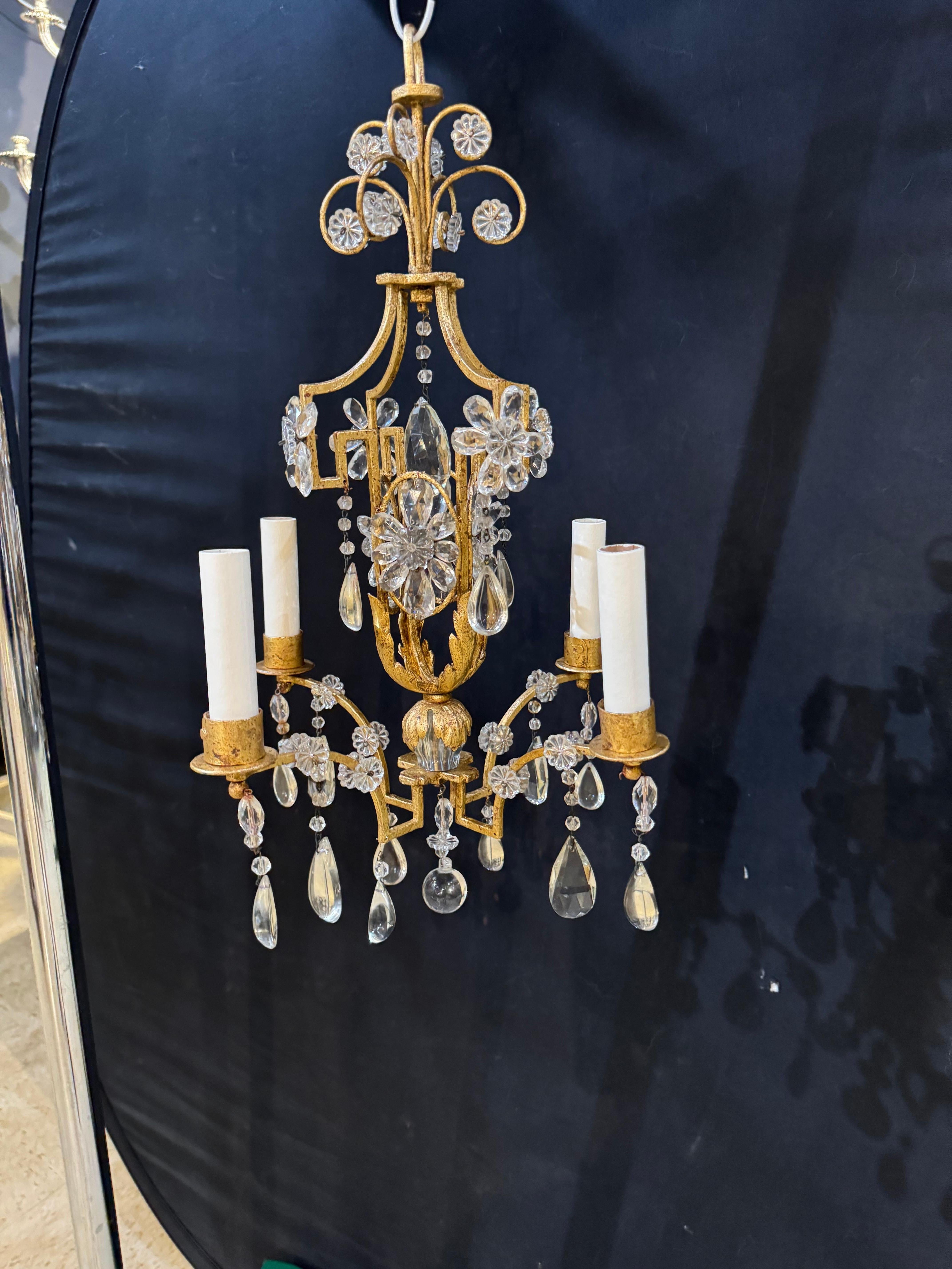 Piccolo lampadario Eleg degli anni '30 francese Bagues In condizioni buone in vendita a New York, NY