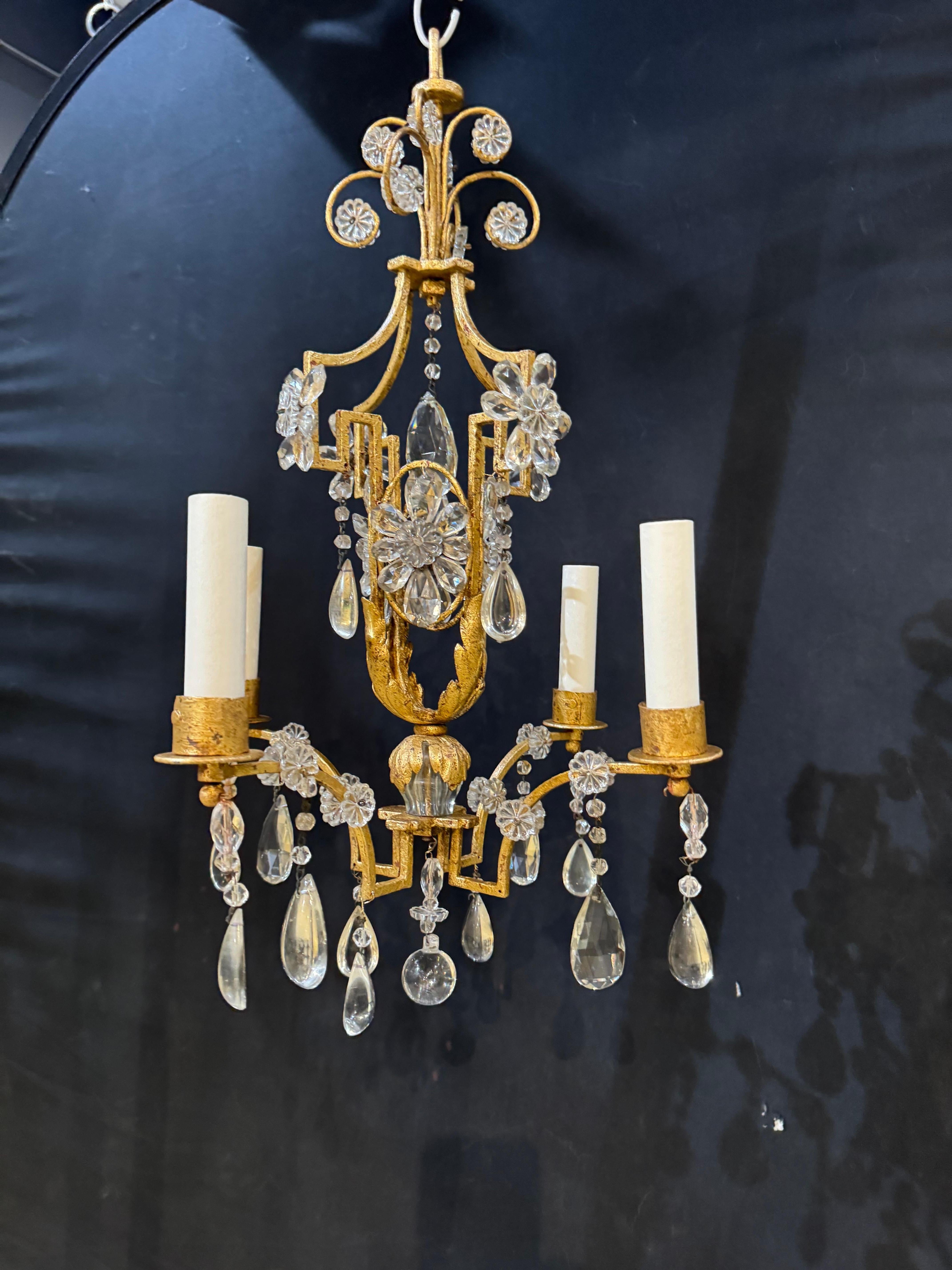 Piccolo lampadario Eleg degli anni '30 francese Bagues in vendita 1