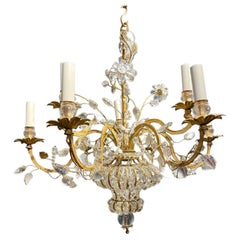 1930's French Bagues Beaded Glass Chandelier with 9 Lights