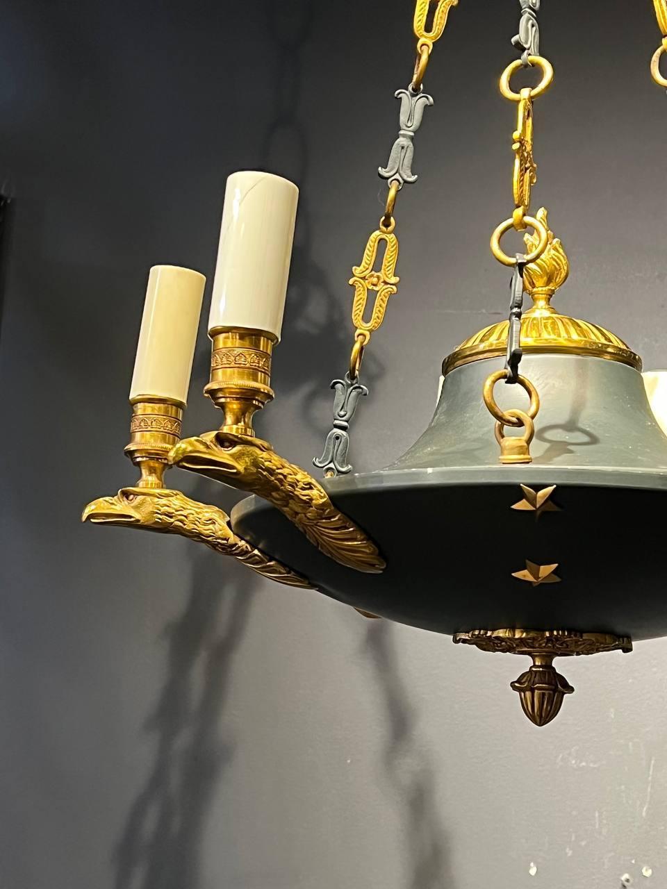 1930's French Empire Chandelier with Eagles In Good Condition For Sale In New York, NY