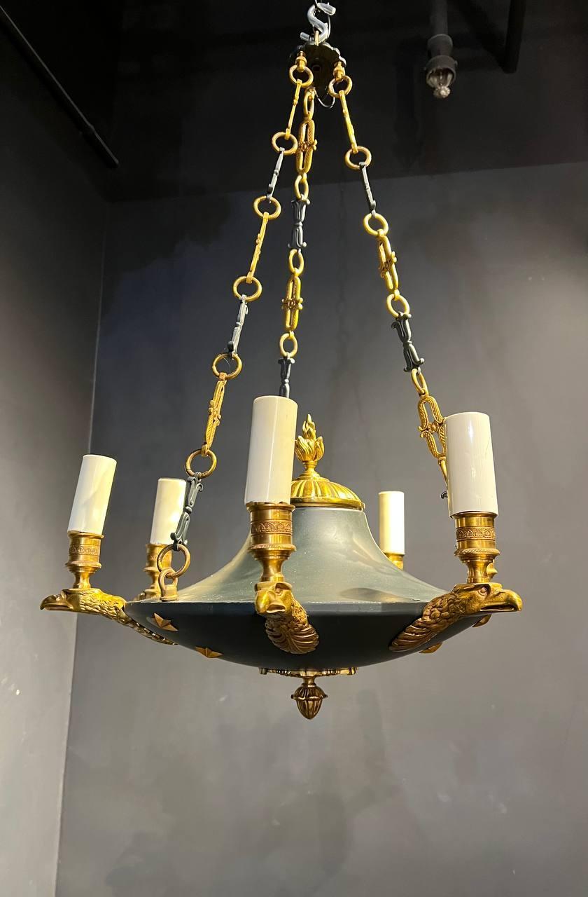 1930's French Empire Chandelier with Eagles For Sale 1