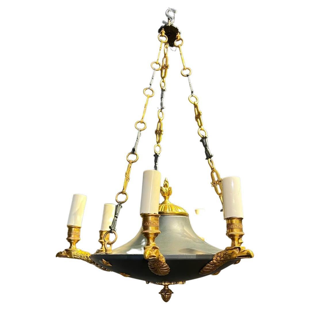 1930's French Empire Chandelier with Eagles For Sale