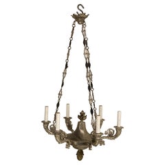Vintage 1930's French Empire Silver Plated Chandelier with 6 lights