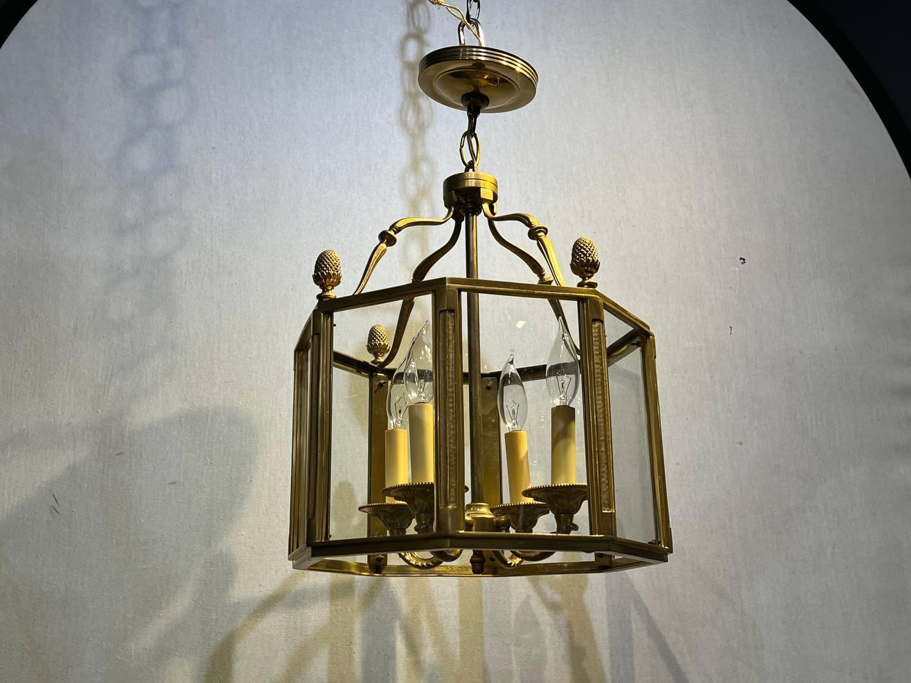 Bronze 1930's French Empire Style Lantern For Sale
