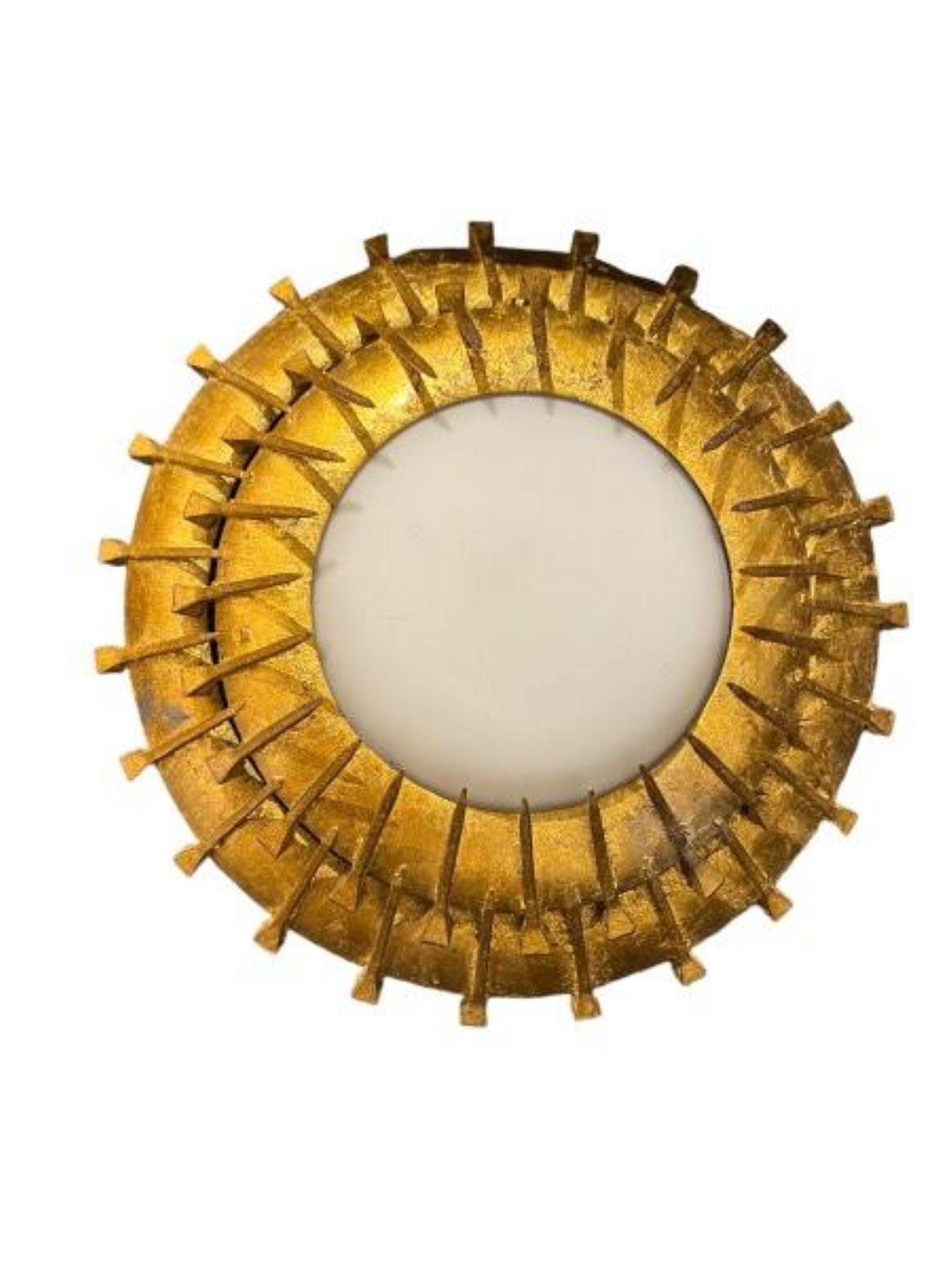 1930's French Small Flush Mount with Opaline Glass In Good Condition For Sale In New York, NY