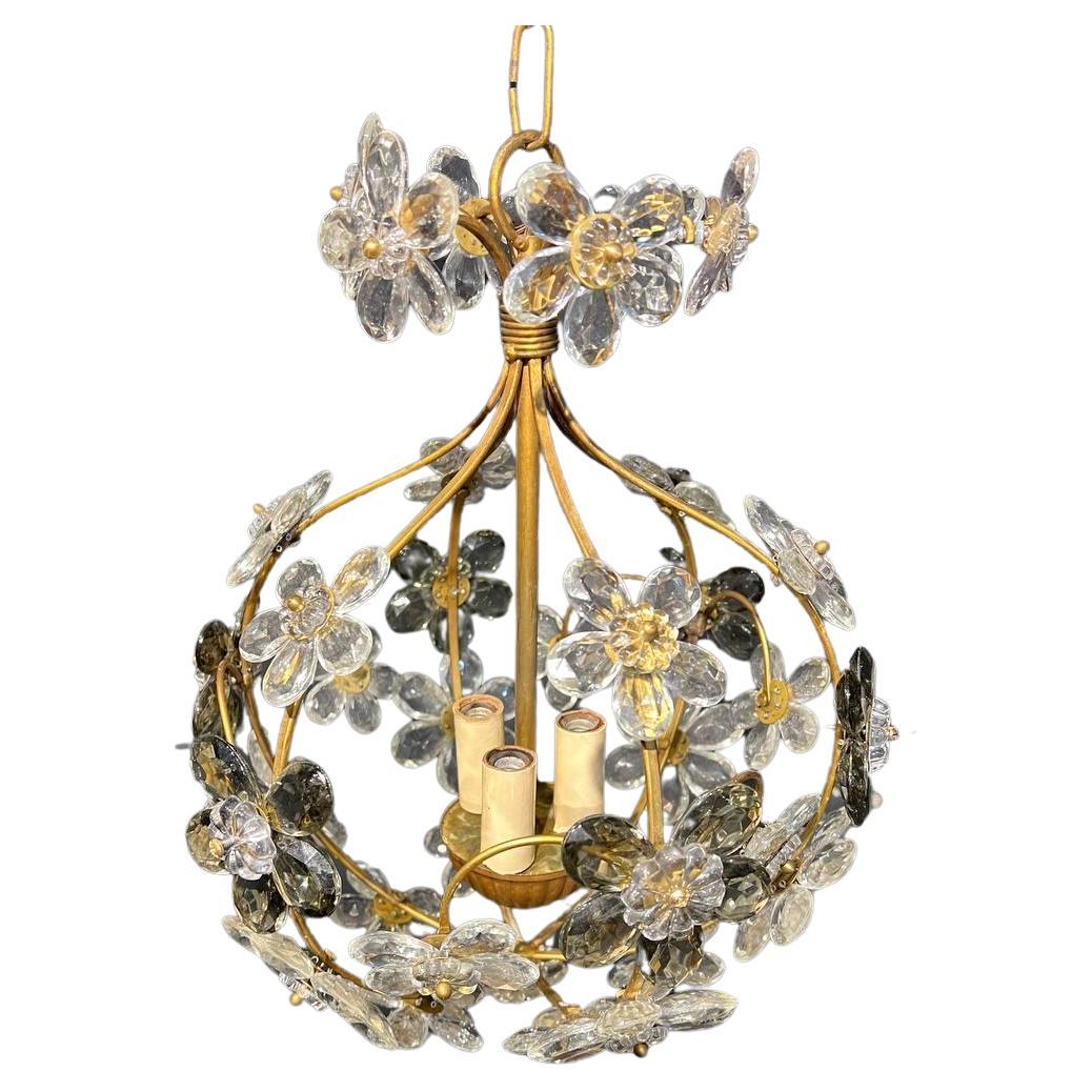 1930's French Bagues Glass Flower Light Fixture  For Sale
