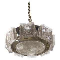 A circa 1930's French light fixture with cut crystal