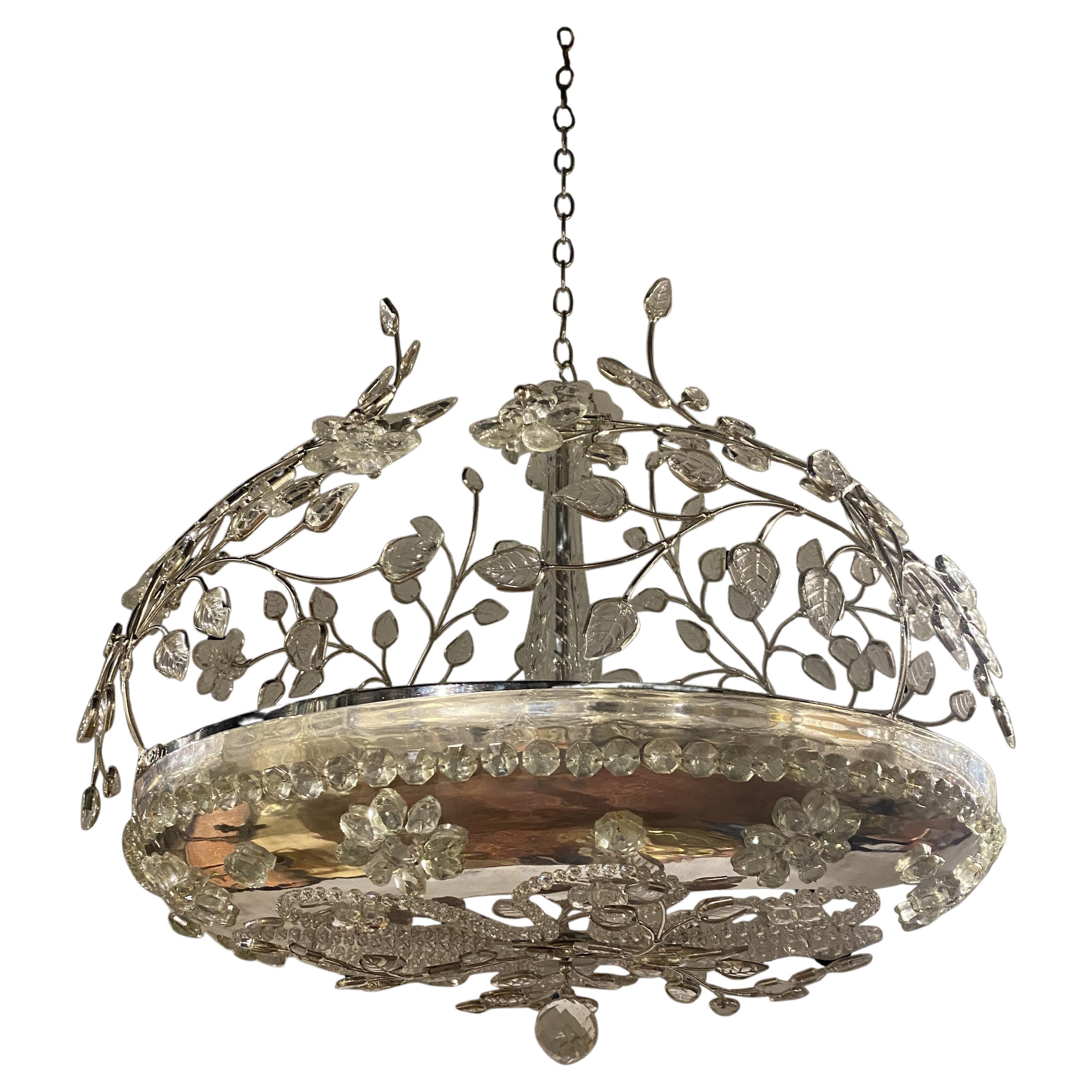 1930's French Silver Plated Light Fixture  For Sale