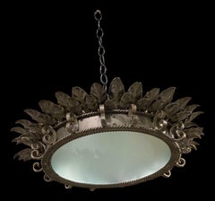 Lampada da incasso francese in metallo argentato degli anni '30