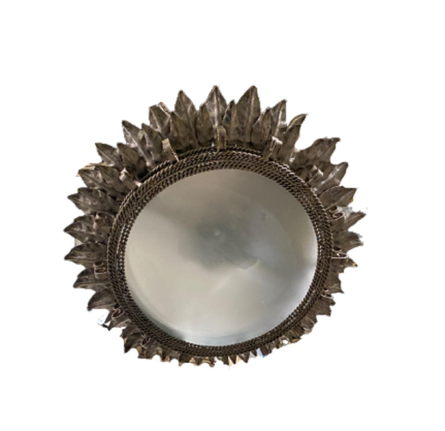 Mid-20th Century 1930's Silvered Metal French Flush Mount For Sale