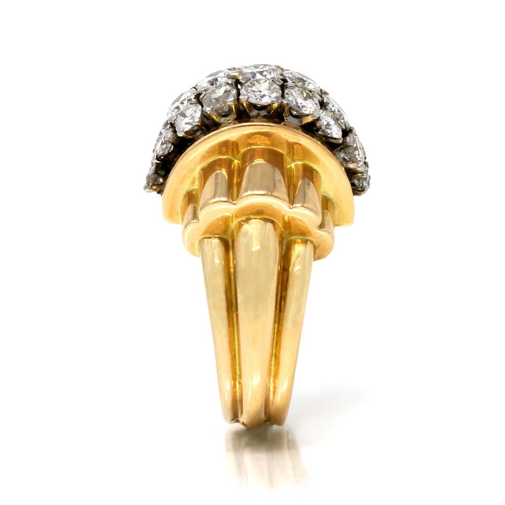 Round Cut Retro Diamond Cocktail Ring, circa 1940