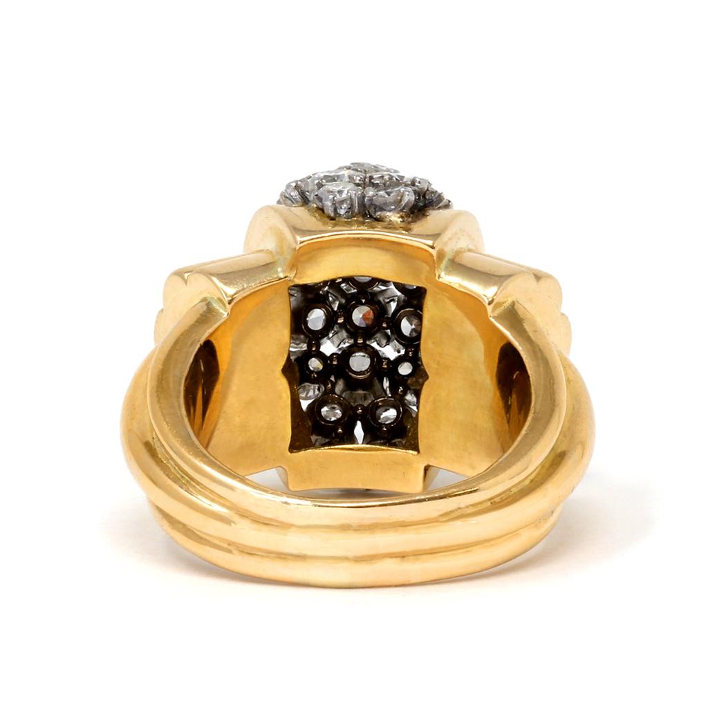 Retro Diamond Cocktail Ring, circa 1940 In Excellent Condition In Miami, FL