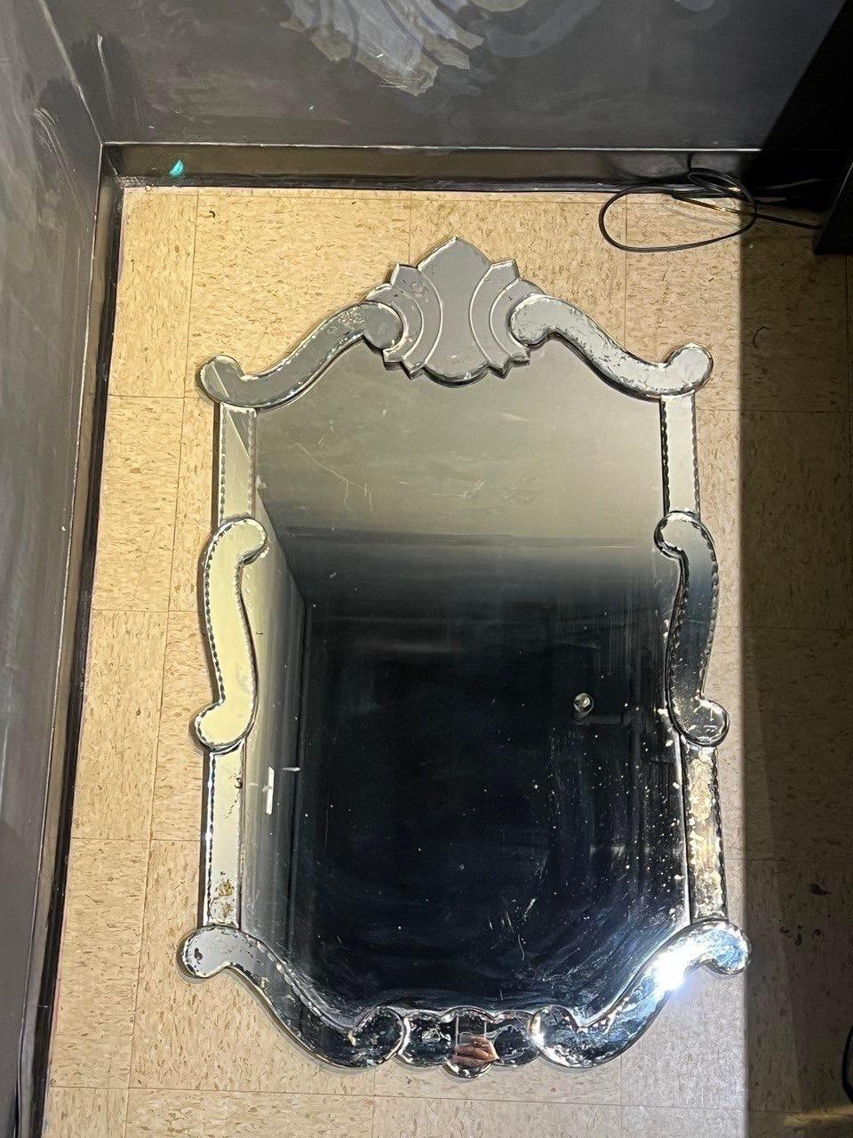 Mid-20th Century 1940's French Art Deco Beveled Mirror For Sale