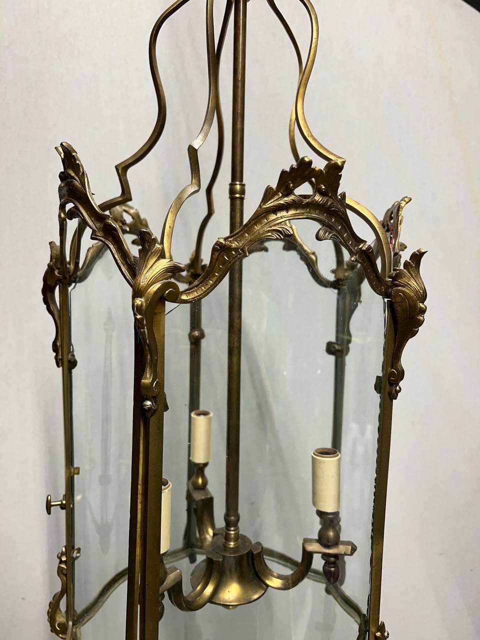 Louis XV 1940's  French Gilt Bronze Lantern For Sale
