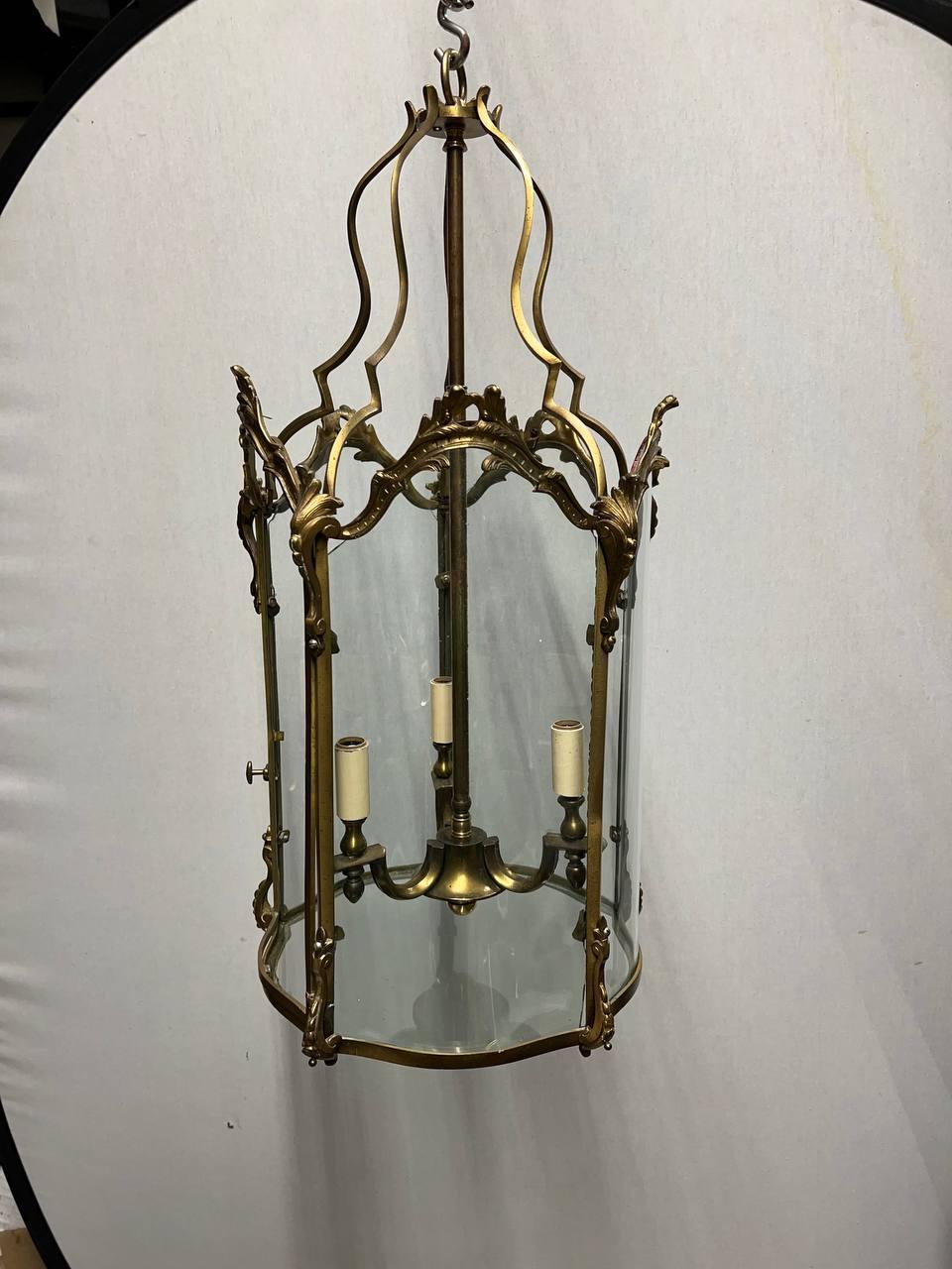1940's  French Gilt Bronze Lantern In Good Condition For Sale In New York, NY