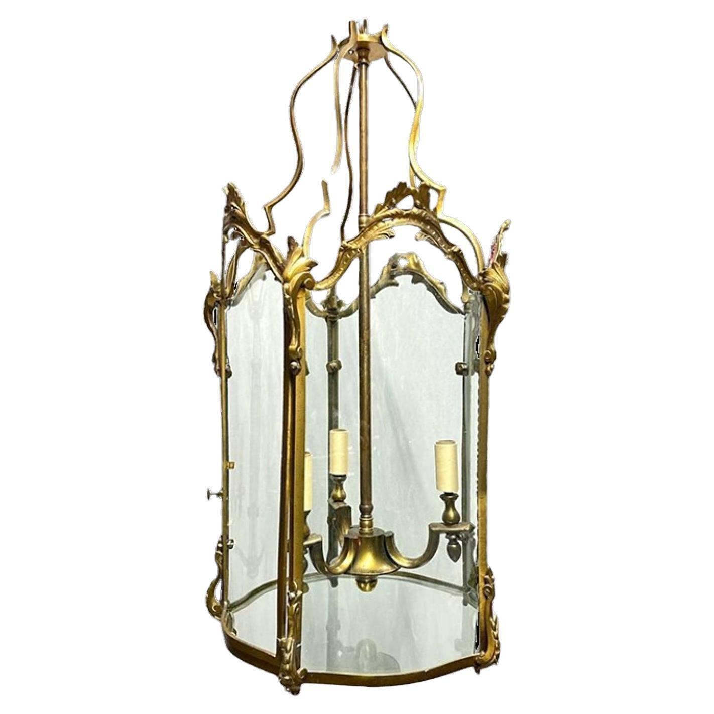 1940's  French Gilt Bronze Lantern For Sale