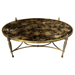 A circa 1940's French mirrored coffee table unusual design