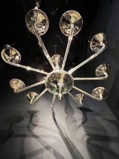 1940's Mercury Mirrored Glass Chandelier with 10 Lights