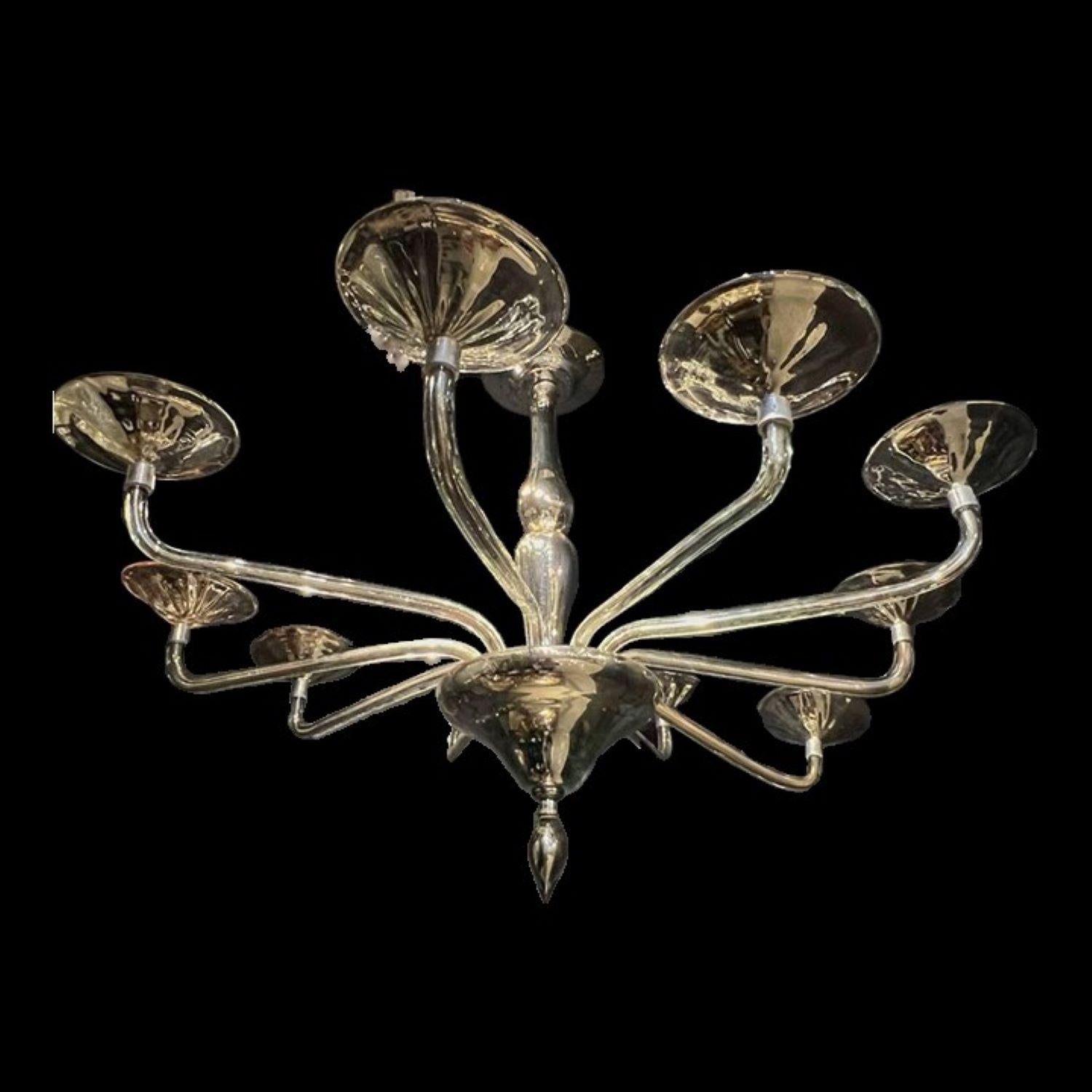 1940's Mercury Mirrored Glass Chandelier with 10 Lights In Good Condition For Sale In New York, NY