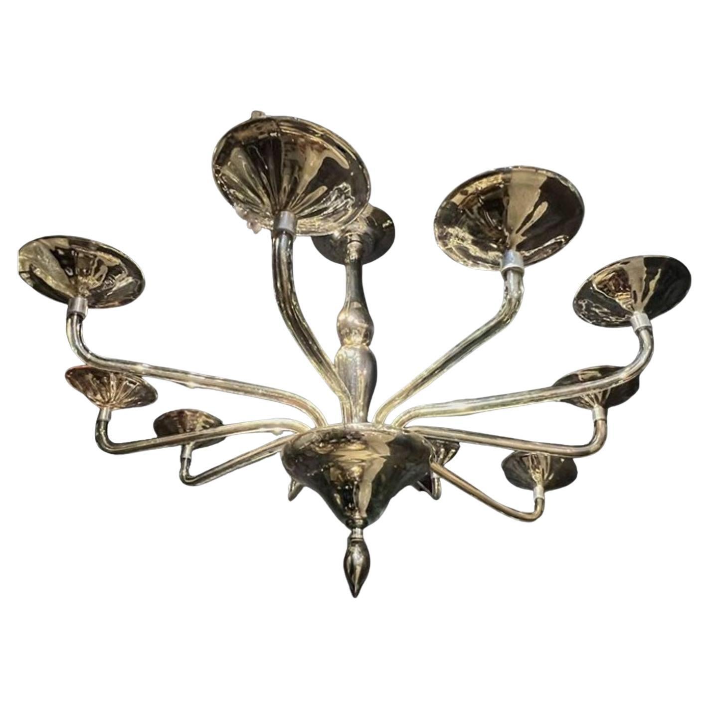 1940's Mercury Mirrored Glass Chandelier with 10 Lights