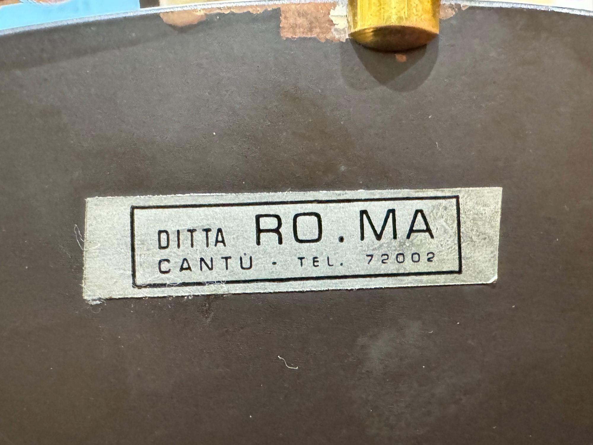 Un espejo circular de ratán tejido italiano de los años 50 de Cantu, Roma, con detalles de latón en venta 4