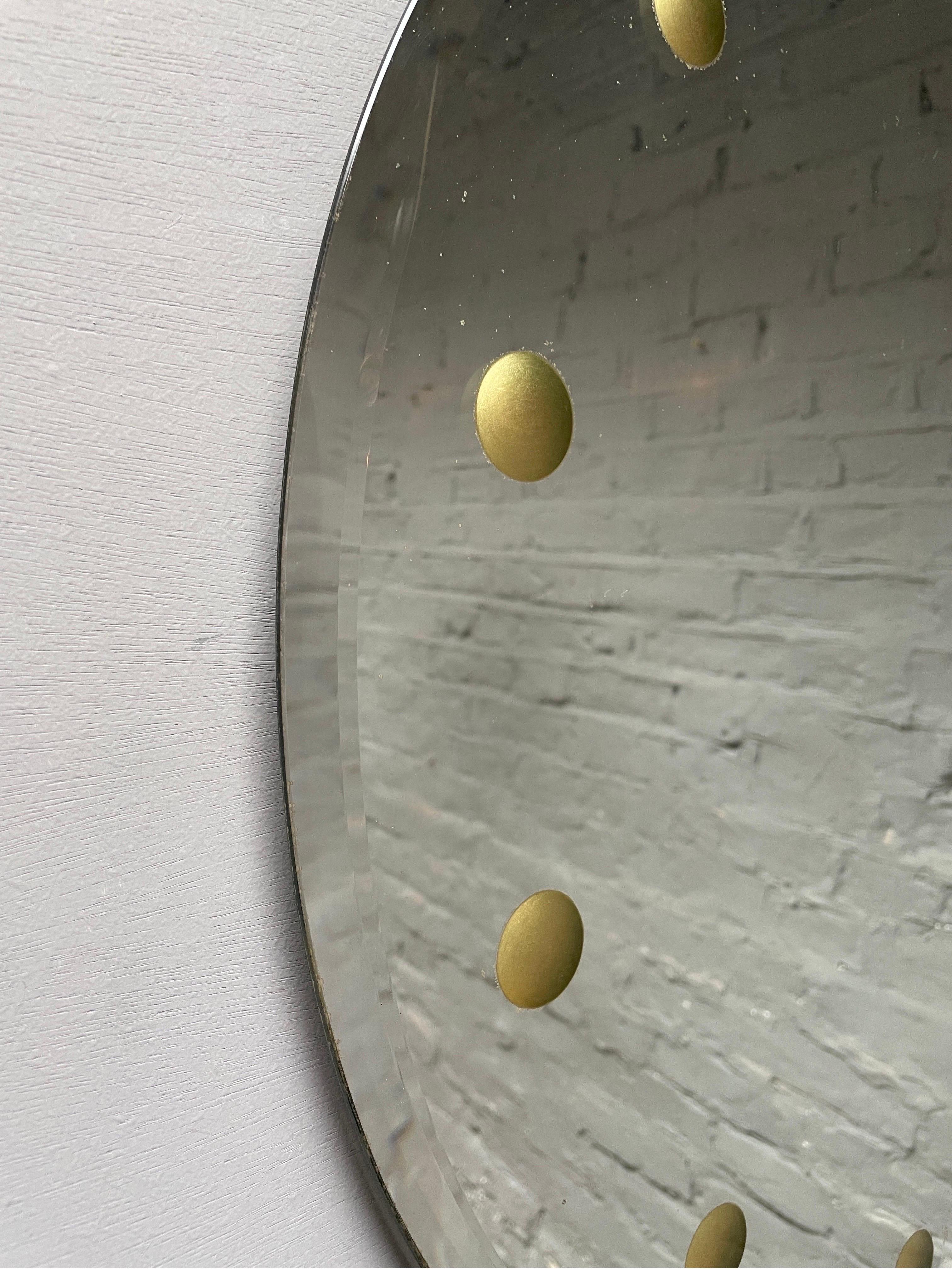 A Circular Bevelled Mid Century Italian Mirror  In Good Condition For Sale In London, GB