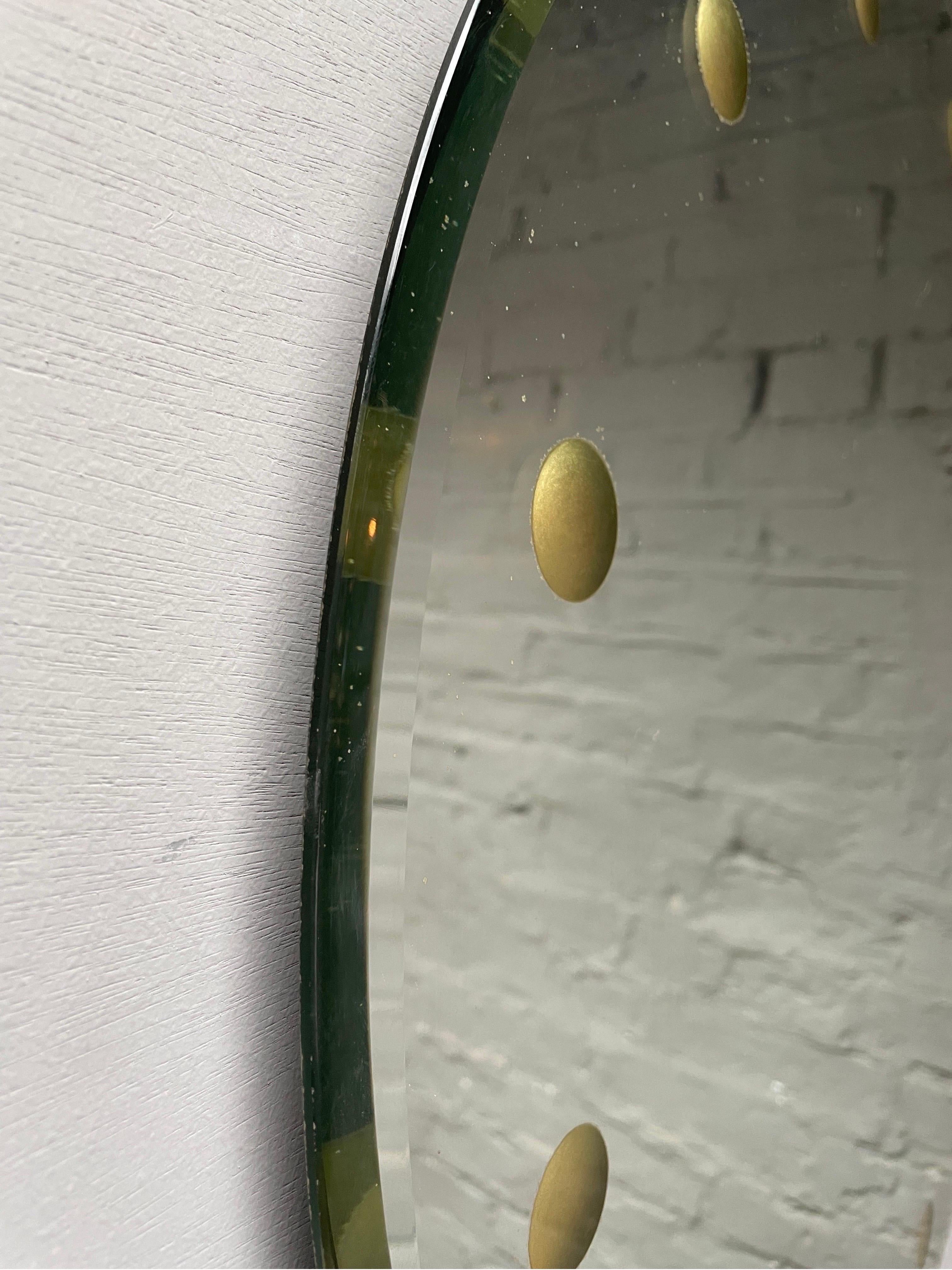 A Circular Bevelled Mid Century Italian Mirror  For Sale 1