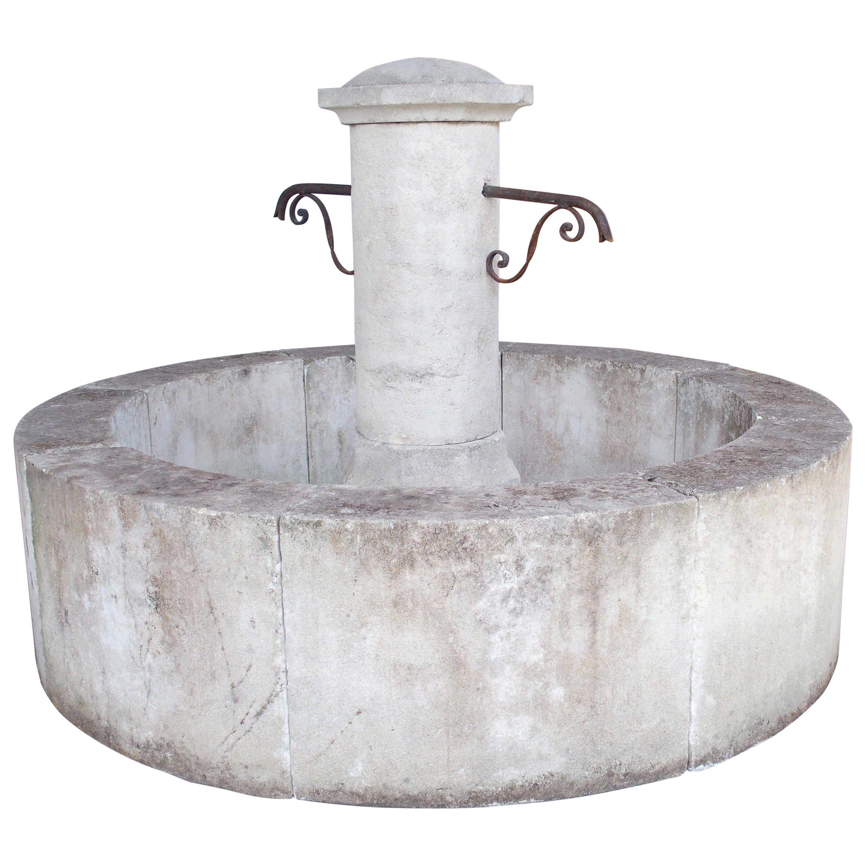 A Circular Limestone Center Fountain from Provence, France, “Le Mont”