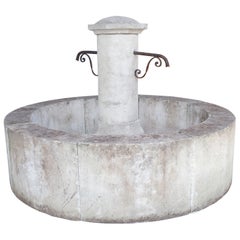 A Circular Limestone Center Fountain from Provence, France, “Le Mont”