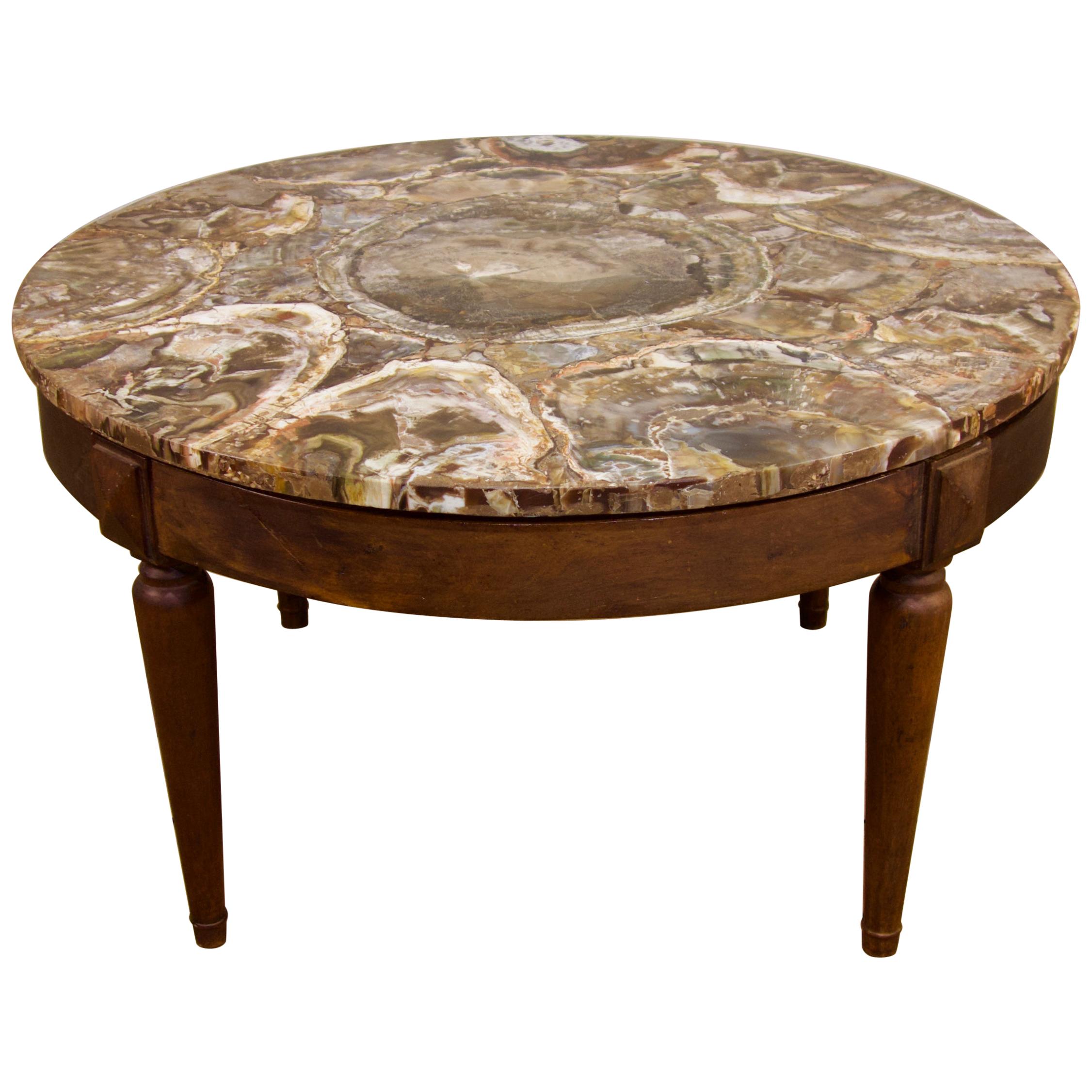 Circular Petrified Wood Low, Coffee Table