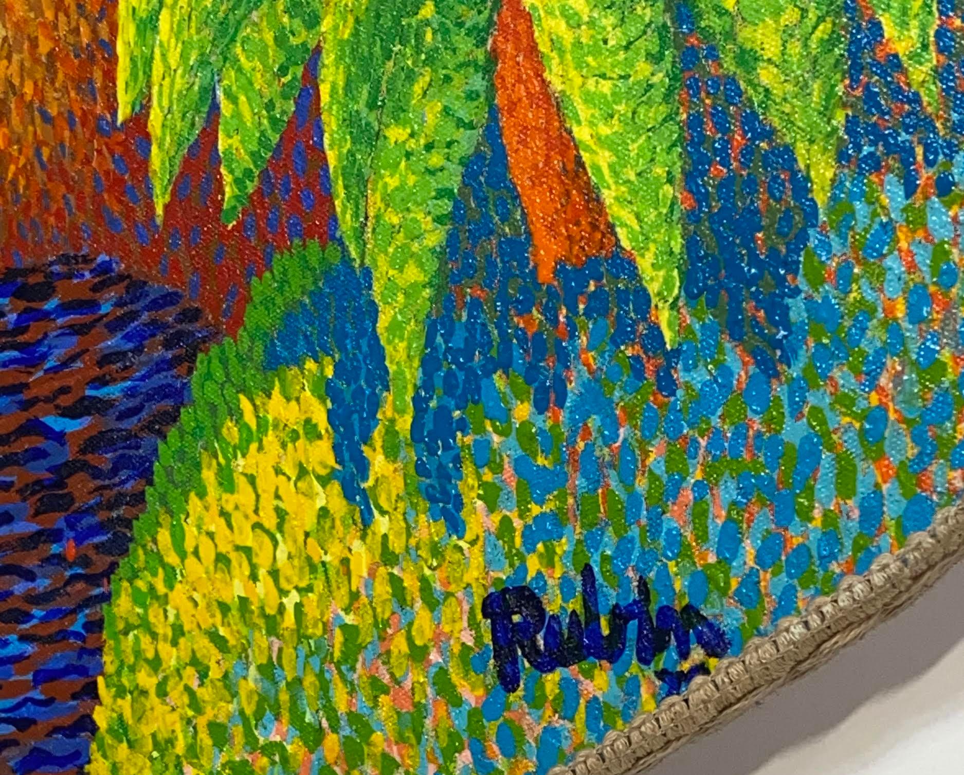 Pittura puntinista circolare di Marc Rubin In condizioni buone in vendita a San Francisco, CA