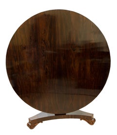 Circular Rosewood Breakfast Table on Octagonal Pedestal with Acanthus Carving