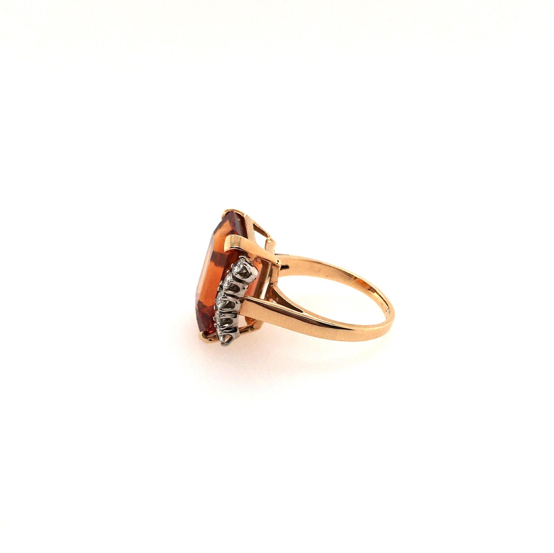 9.85 Carat Citrine and Diamond Ring In Excellent Condition In New York, NY