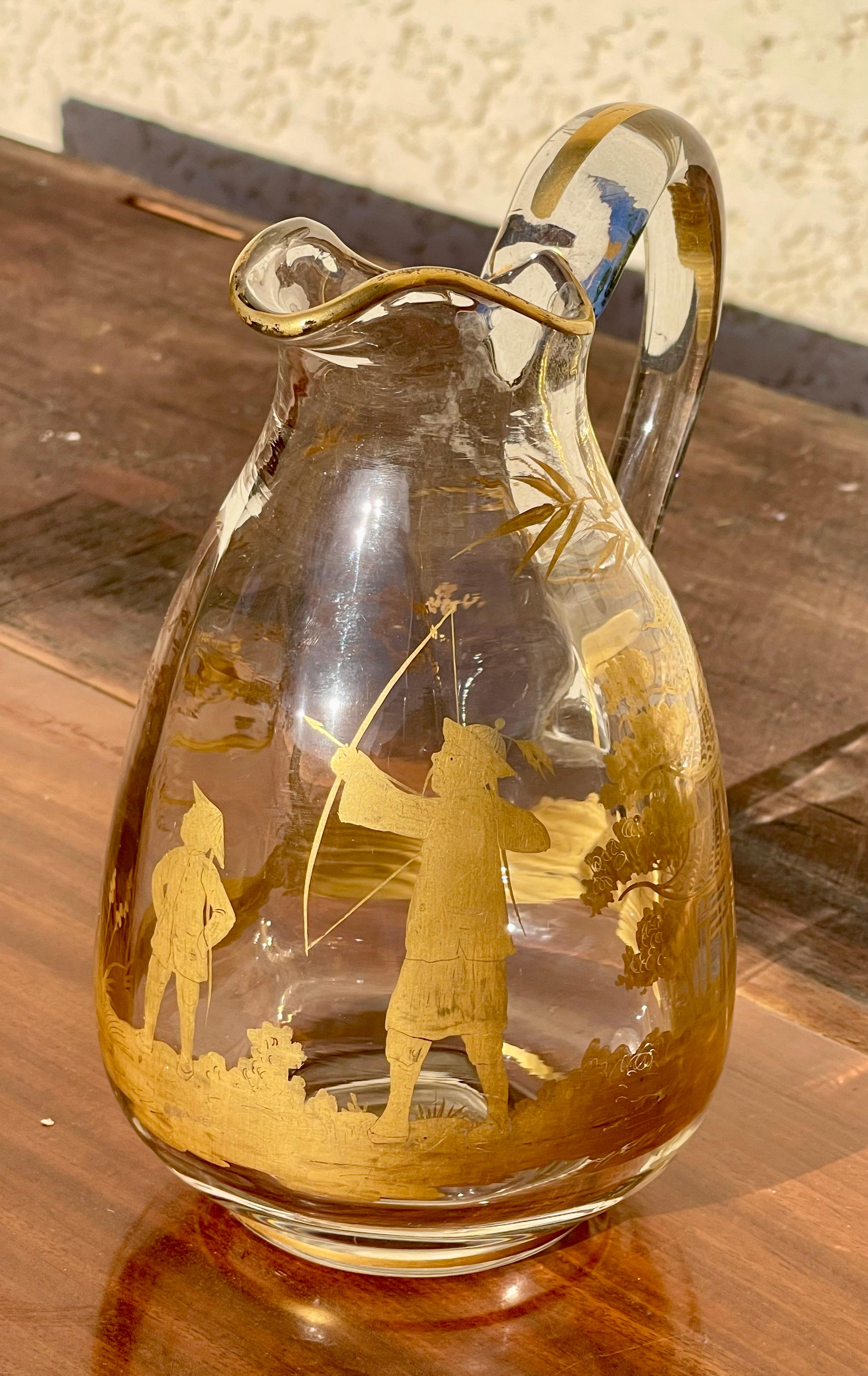 A. Clain & Perrier Fils - Kristallkaraffe/-krug mit Dekoration im japanischen Stil (20. Jahrhundert) im Angebot