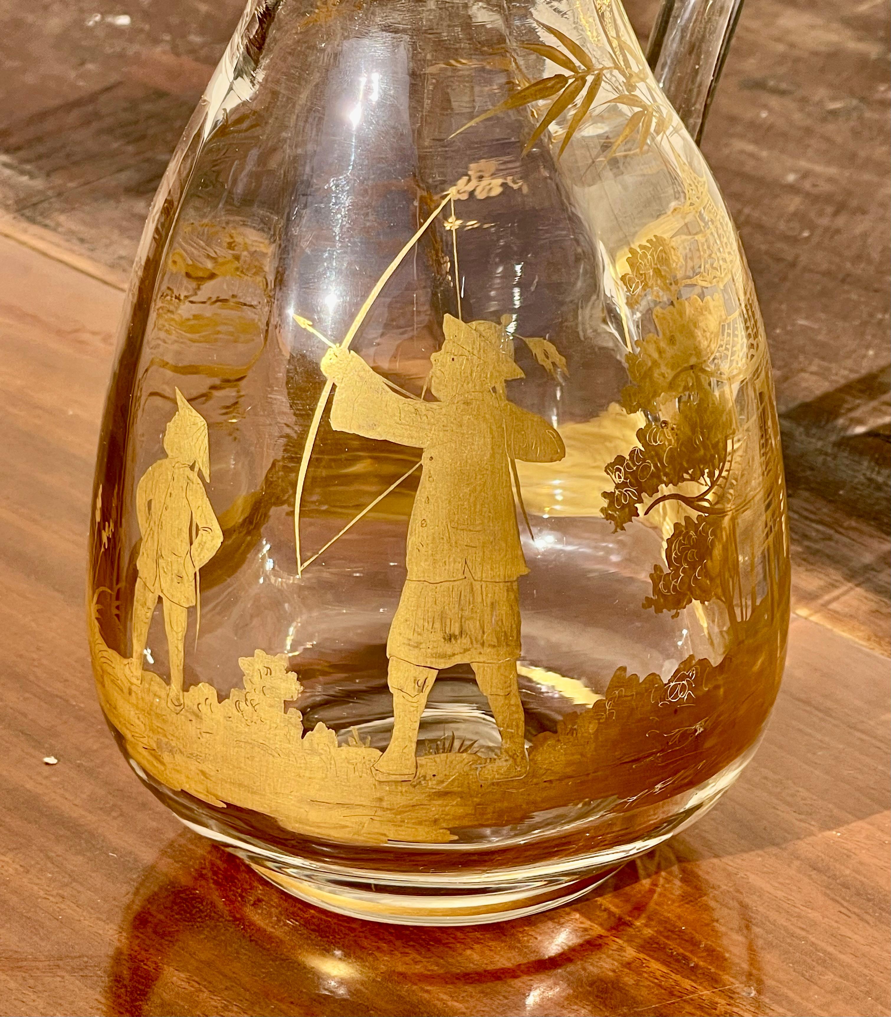 A. Clain & Perrier Fils - Kristallkaraffe/-krug mit Dekoration im japanischen Stil im Angebot 1