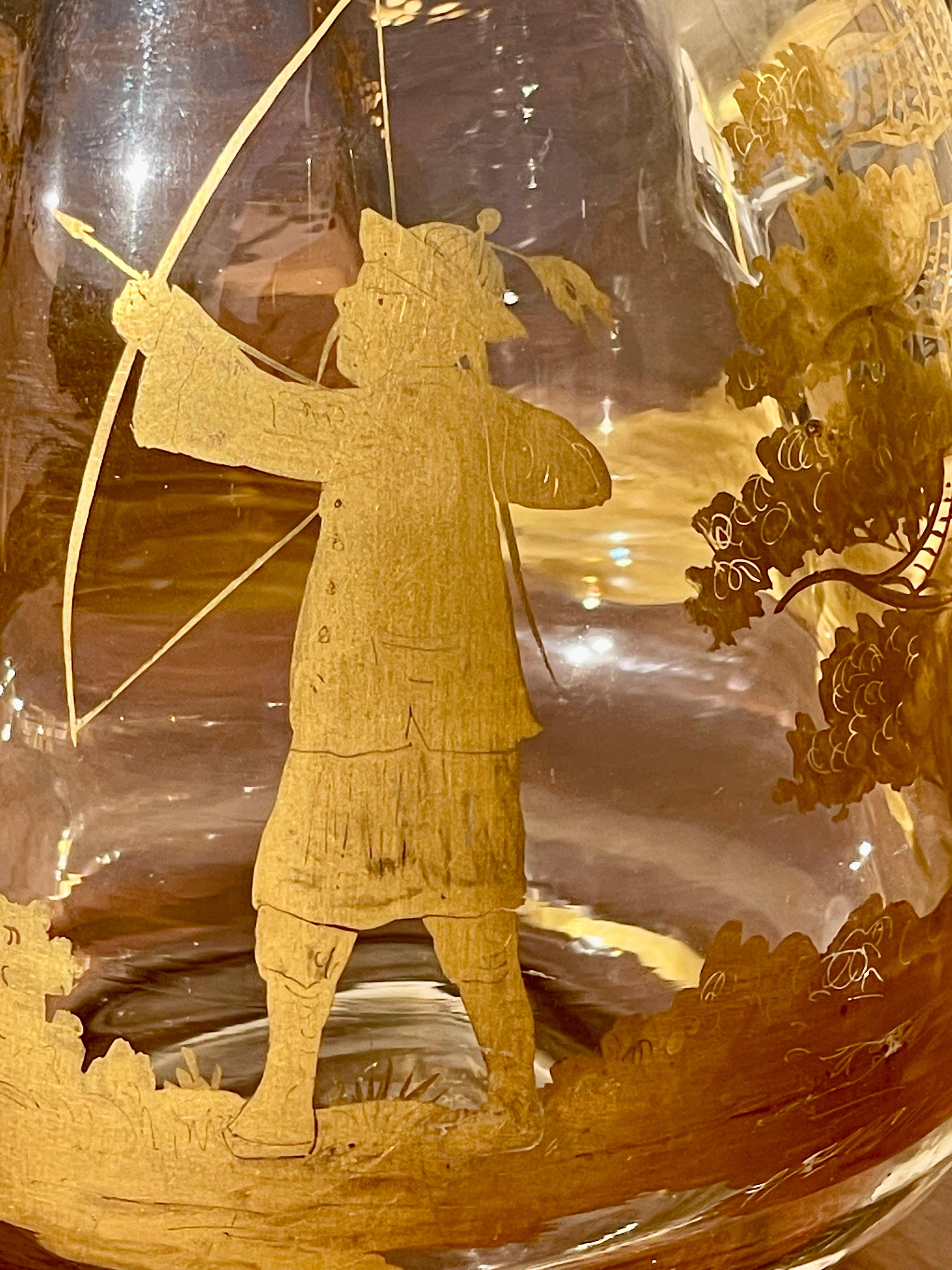 A. Clain & Perrier Fils - Kristallkaraffe/-krug mit Dekoration im japanischen Stil im Angebot 2