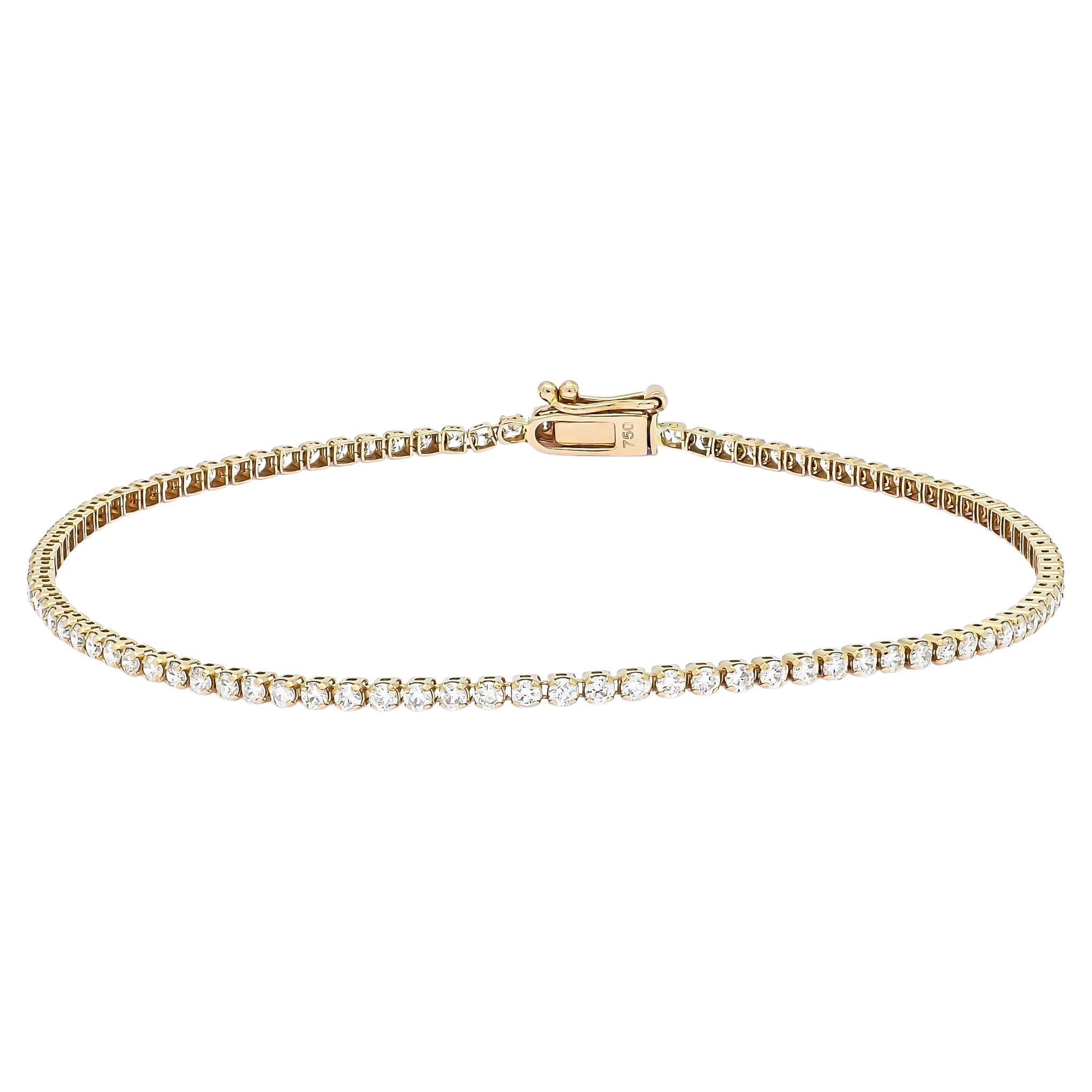 Classic 1.50 Carat Four Prong Tennis Bracelet in 18k Rose Gold Natural Diamonds