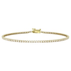 18KT Gelbgold Natürliche Diamanten Klassisches Tennisarmband mit vier Zacken, 1,50 Karat 