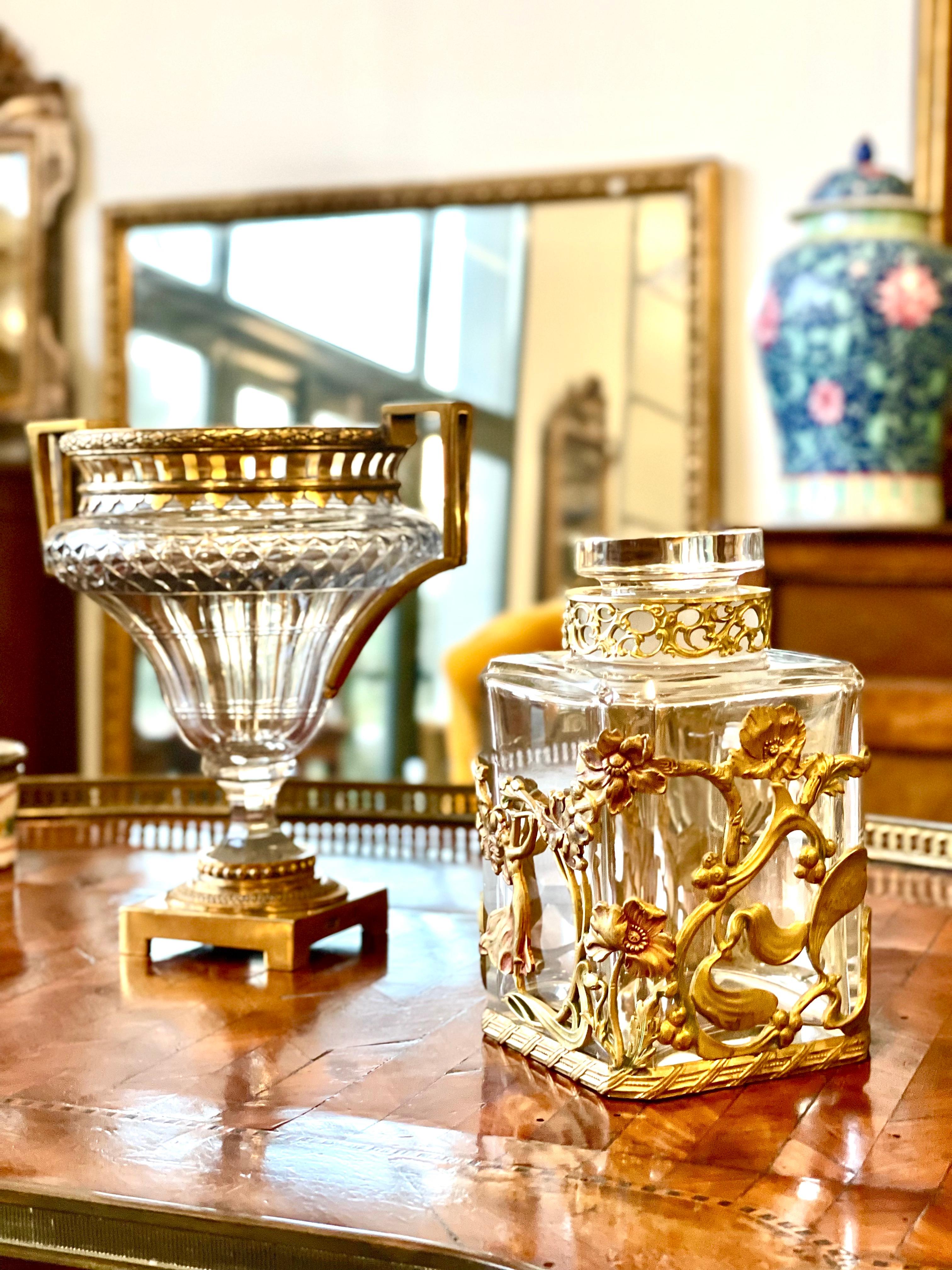 French Crystal and Gilt Bronze Vase by Boin-Taburet For Sale