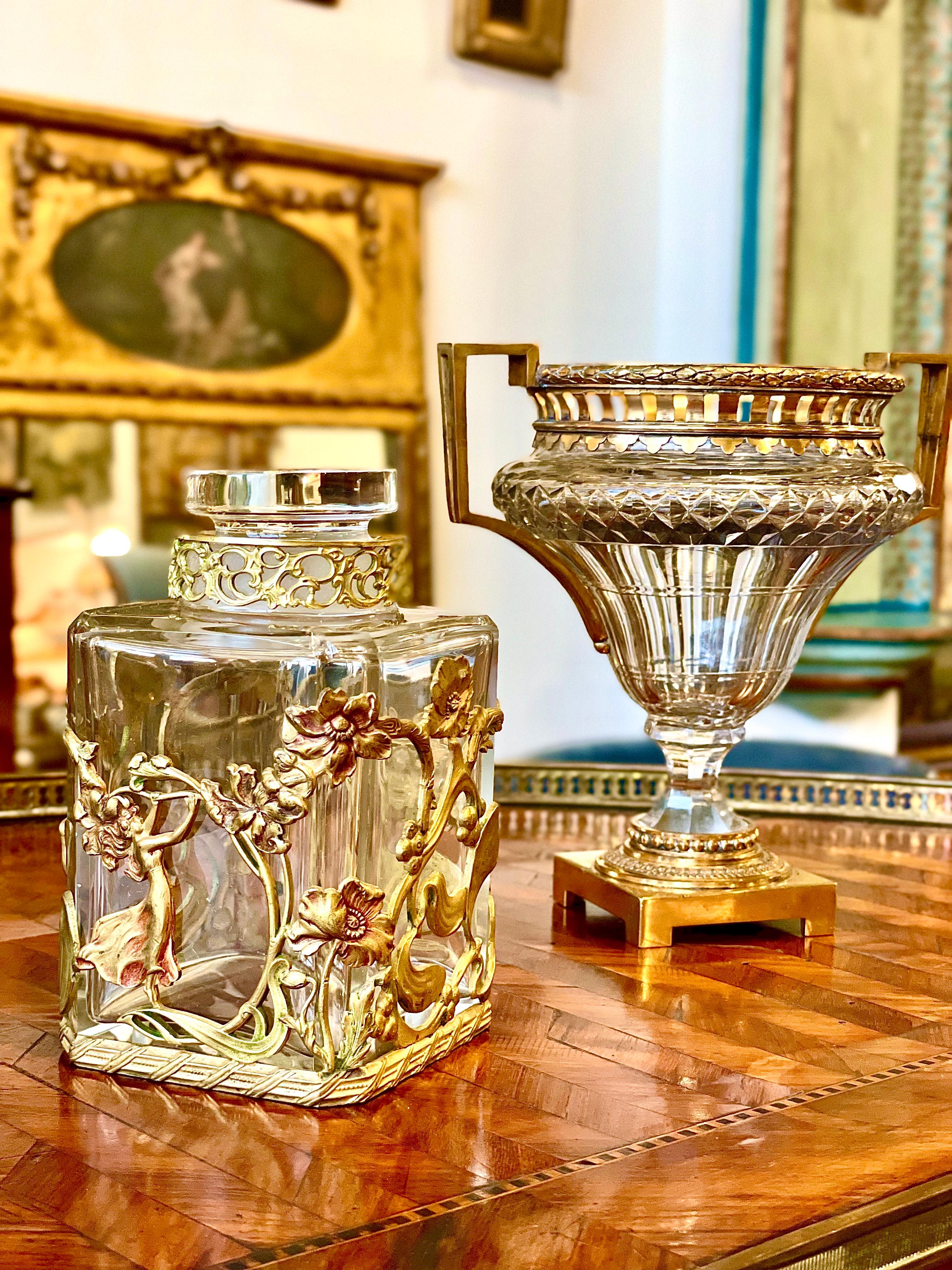 Début du 20ème siècle Vase en cristal et bronze doré de Boin-Taburet en vente