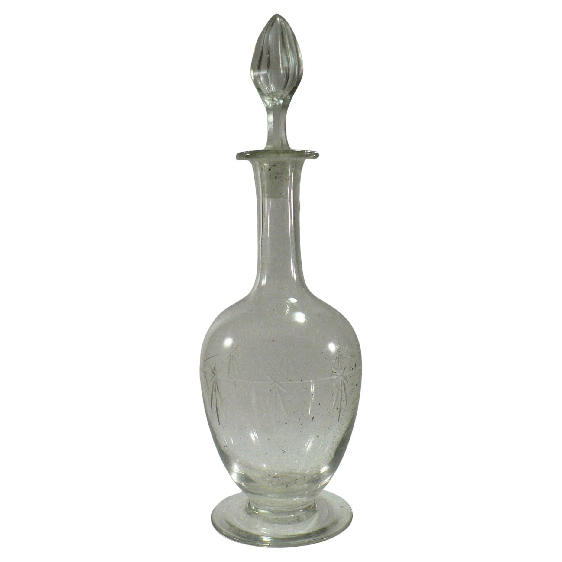 A classic blown and cut glass water carafe - France, 19th century. For Sale