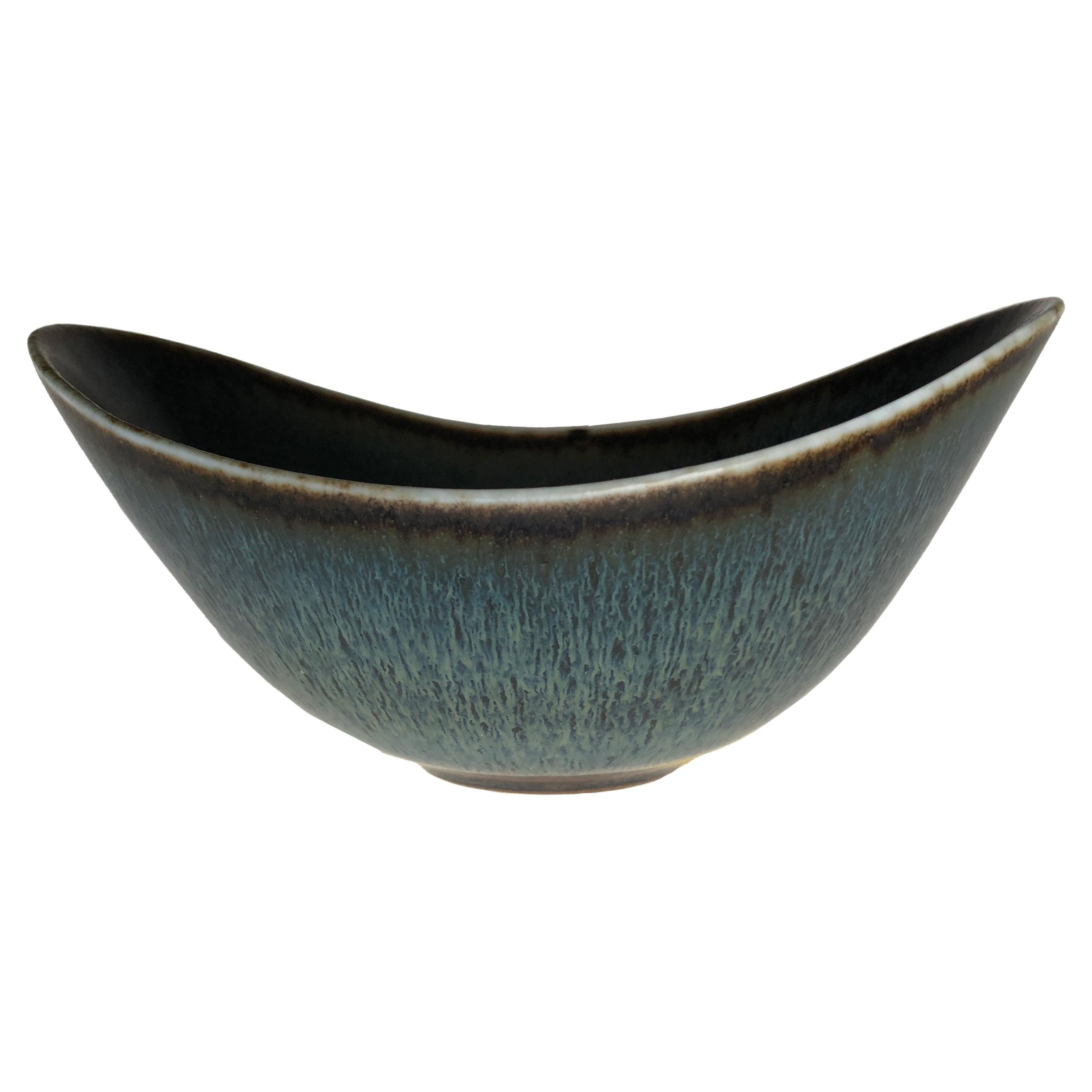 A Classic Blue "Aro" ceramic bowl by Gunnar Nylund, Rorstrand, Sweden, 1960s For Sale