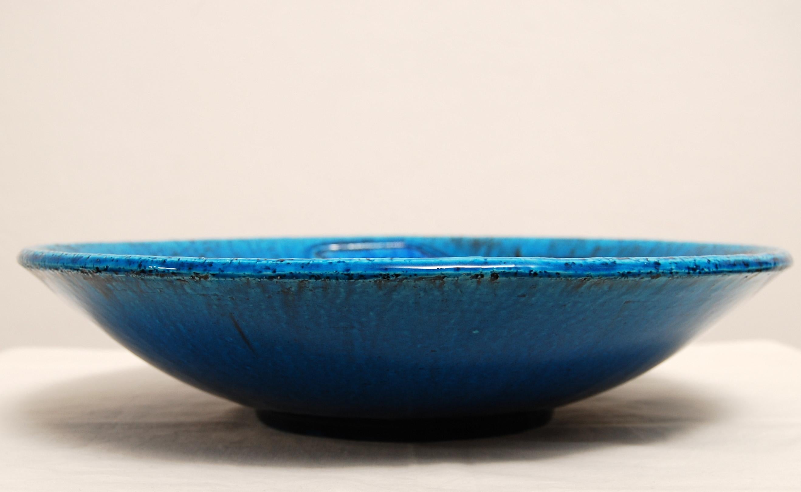 Swedish Classic Blue Chamotte Ceramic Bowl by Charlotte Hamilton for Rörstrand, 1940s 