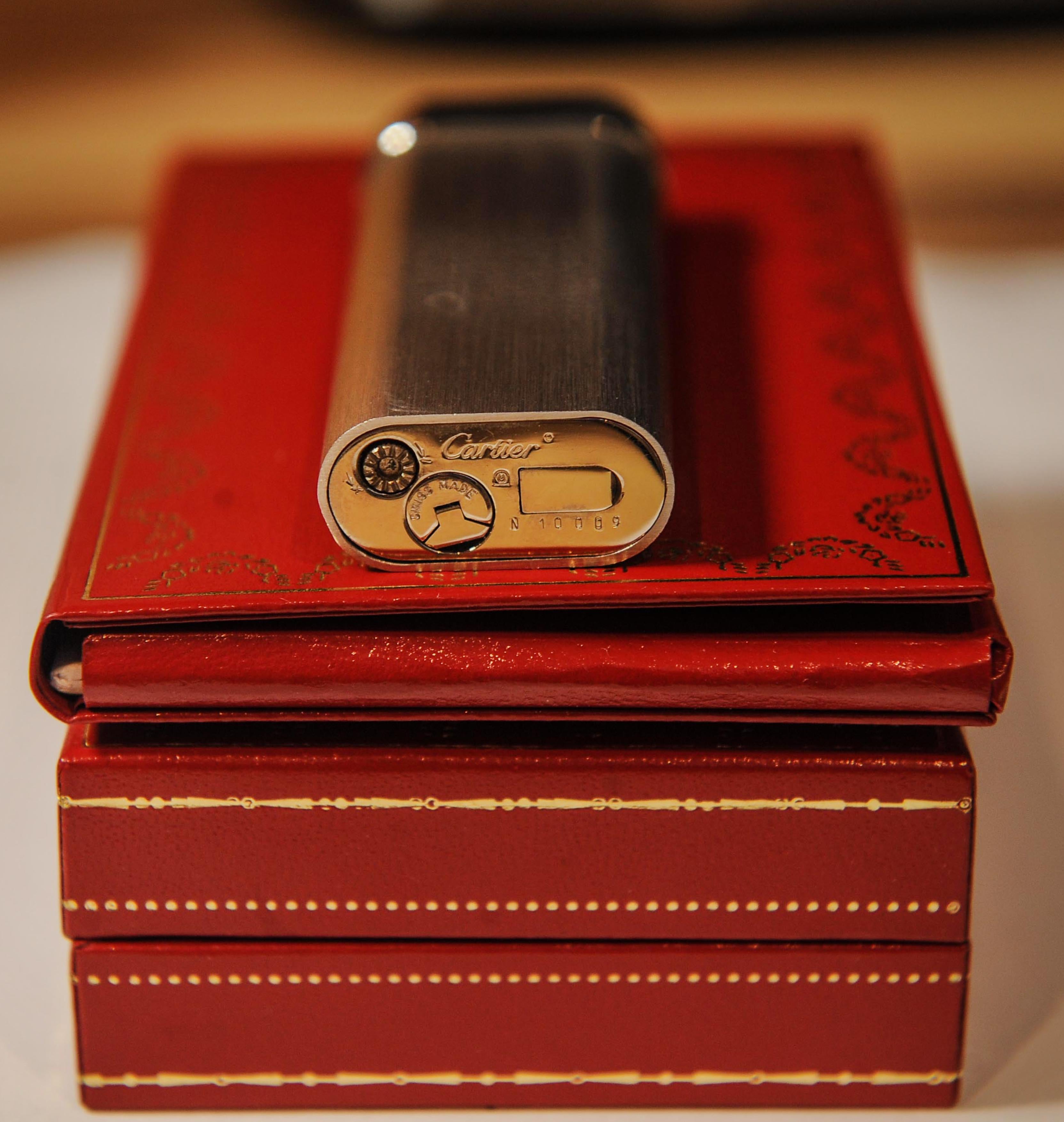 Art Deco A Classic Cartier Briquet Cigarette Lighter With Original Cartier Box For Sale
