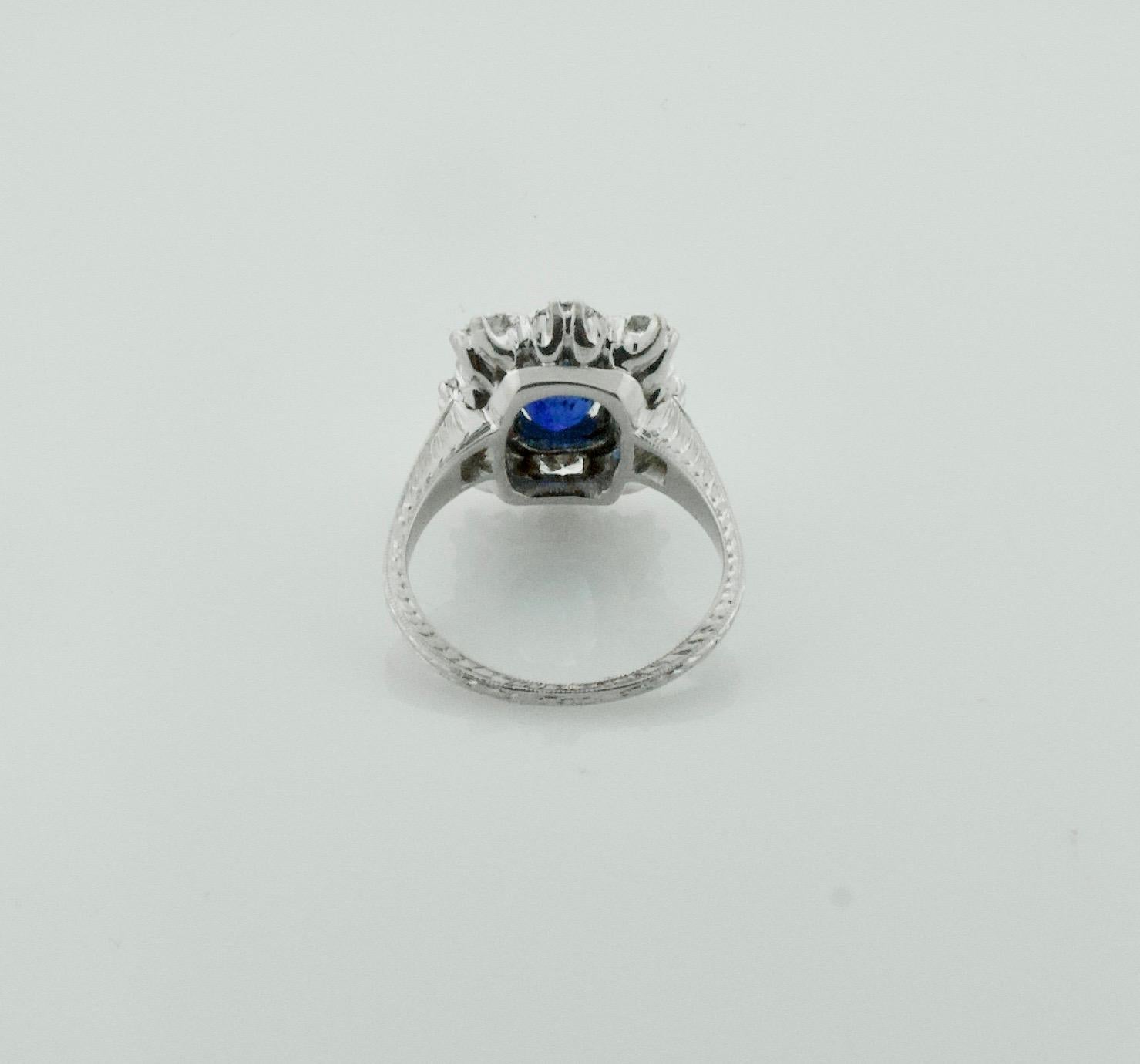Oval Cut Classic Ceylon No Heat Sapphire and Diamond Ring with AGL Certification