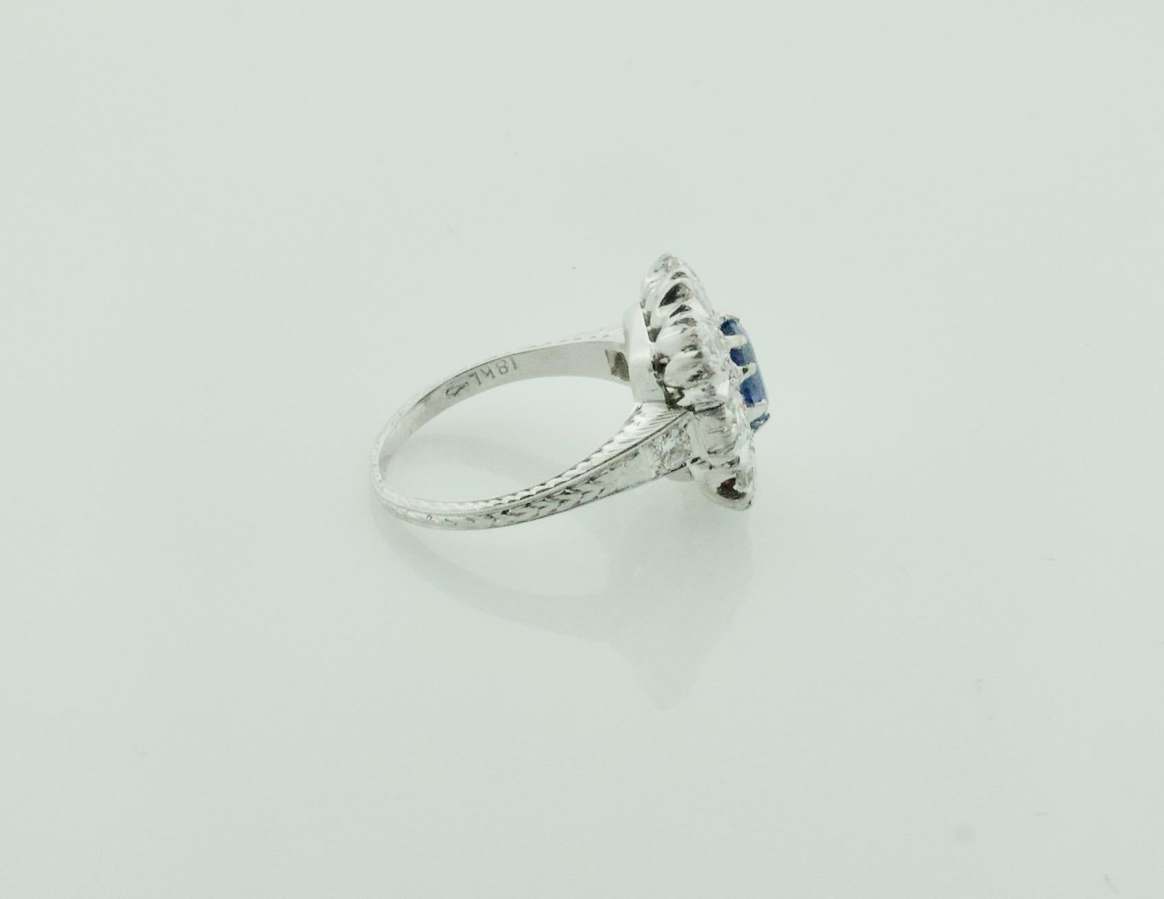 Women's or Men's Classic Ceylon No Heat Sapphire and Diamond Ring with AGL Certification