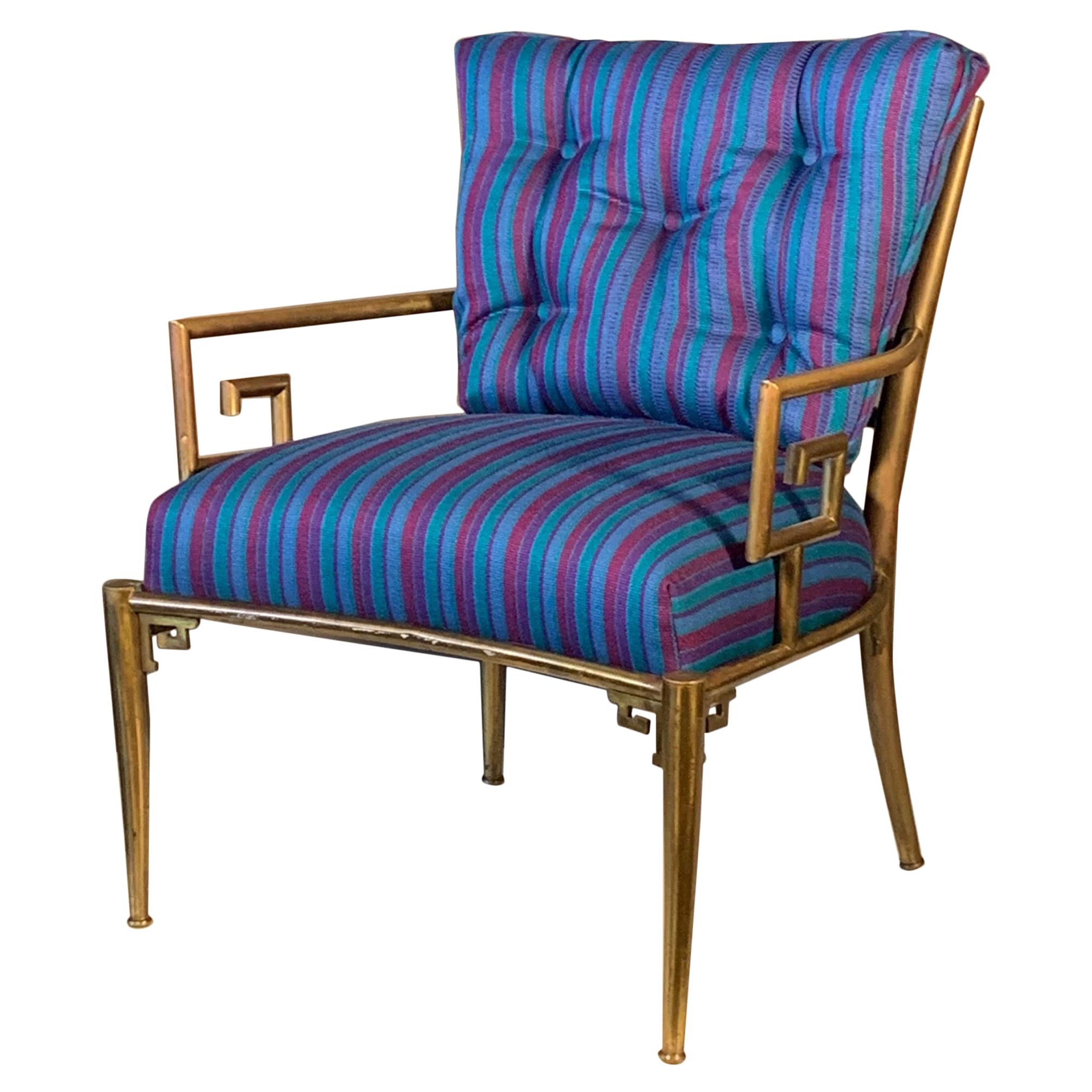 Classic Greek Key Brass Armchair