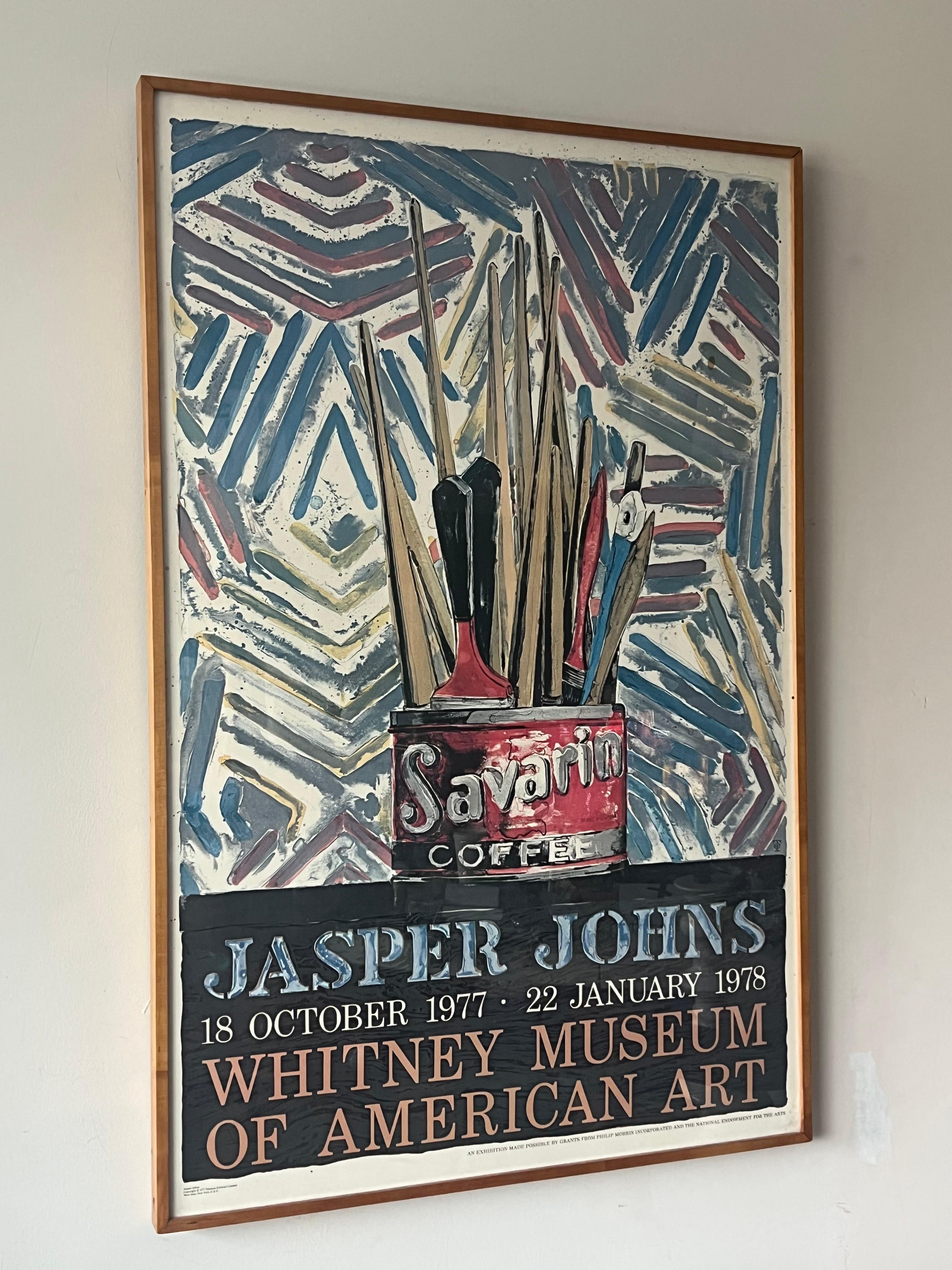 Mid-Century Modern A Classic Jasper Johns Savarin Paint Poster 1977 Whitney Museum For Sale
