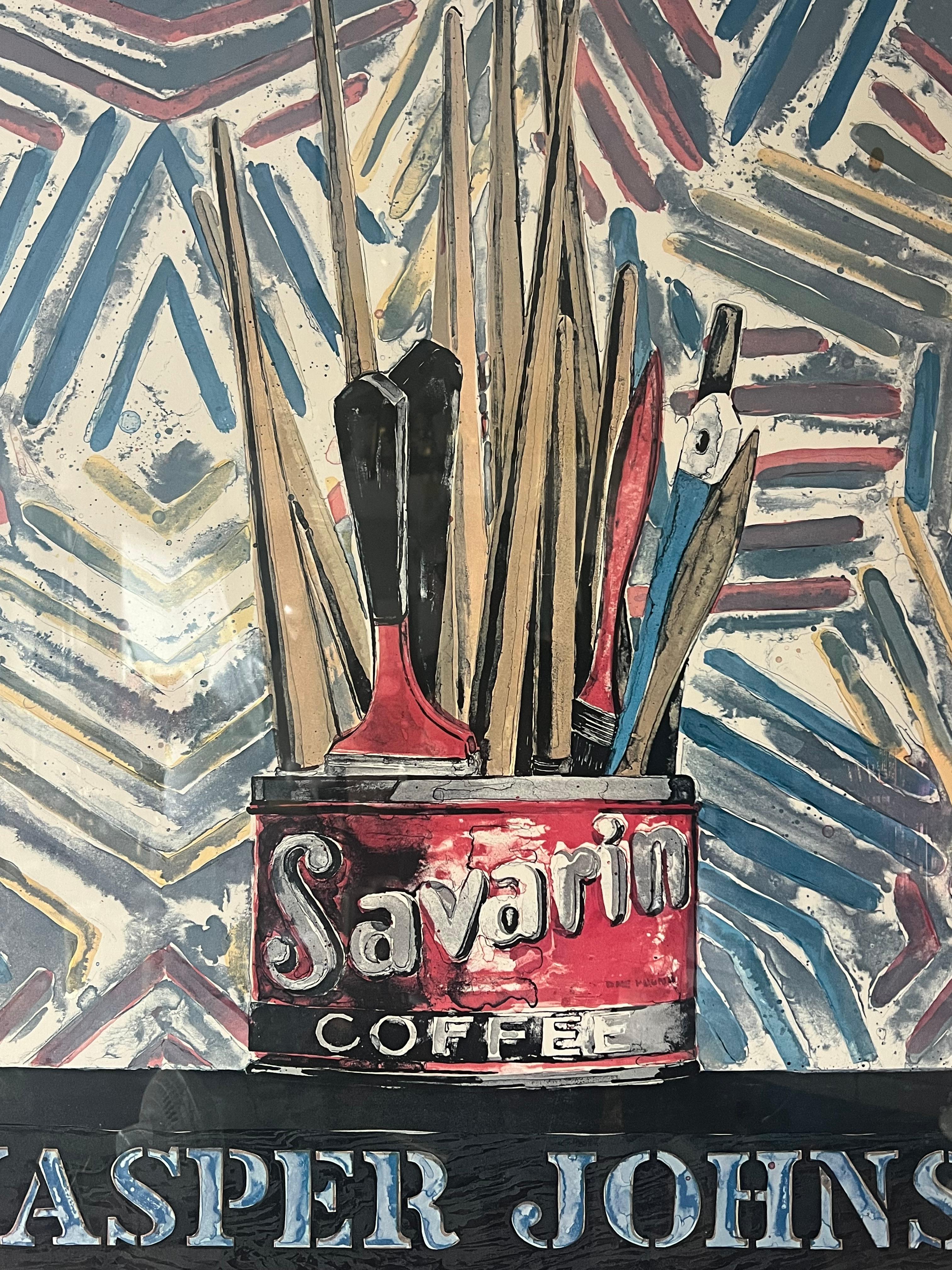 A Classic Jasper Johns Savarin Paint Poster 1977 Whitney Museum In Good Condition For Sale In St.Petersburg, FL